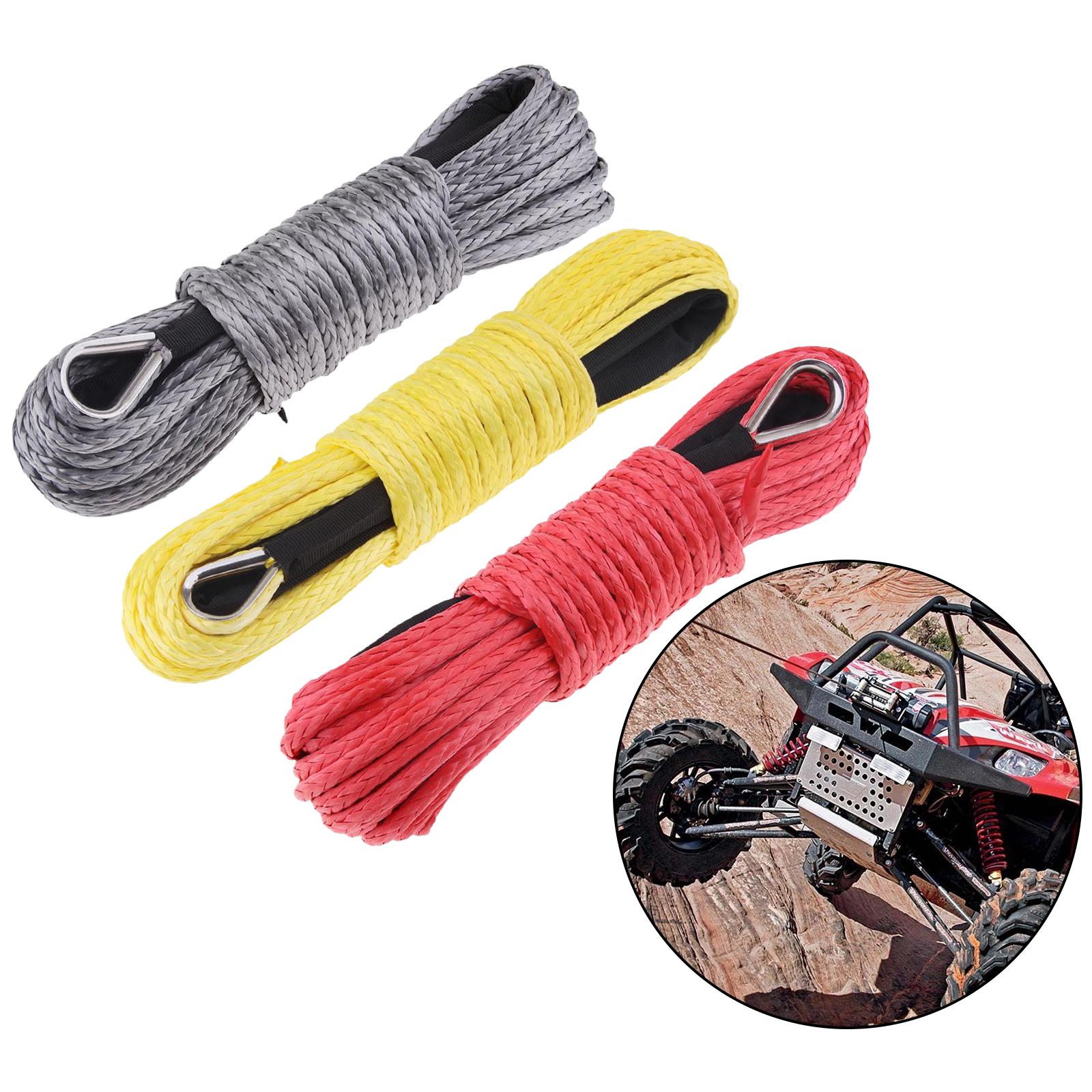 6mm x 15m Synthetic Fiber Winch Line Cable Rope for ATV UTV Boat Repairable Yellow