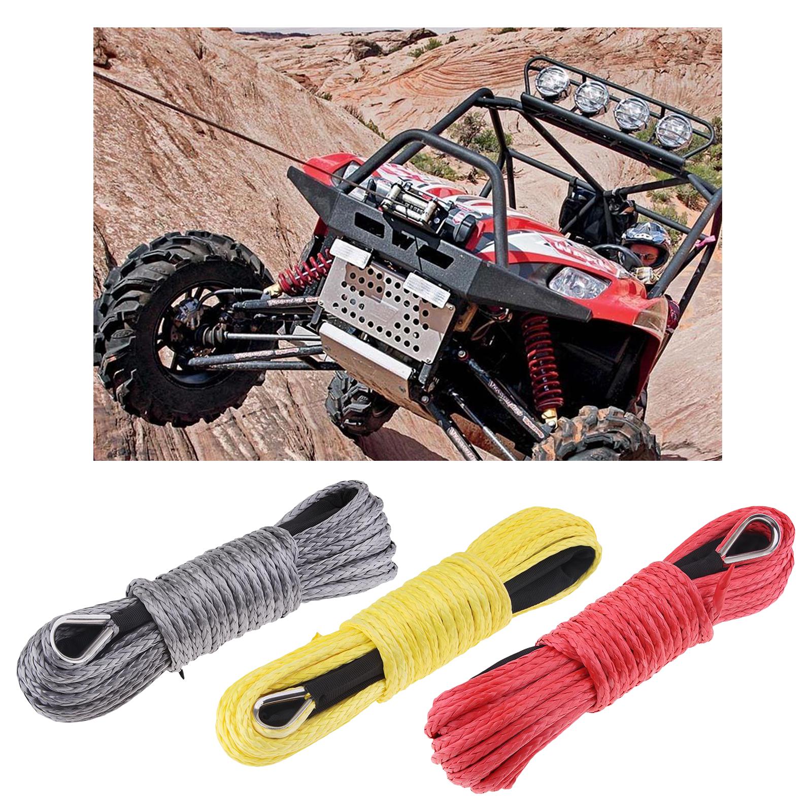 6mm x 15m Synthetic Fiber Winch Line Cable Rope for ATV UTV Boat Repairable Yellow