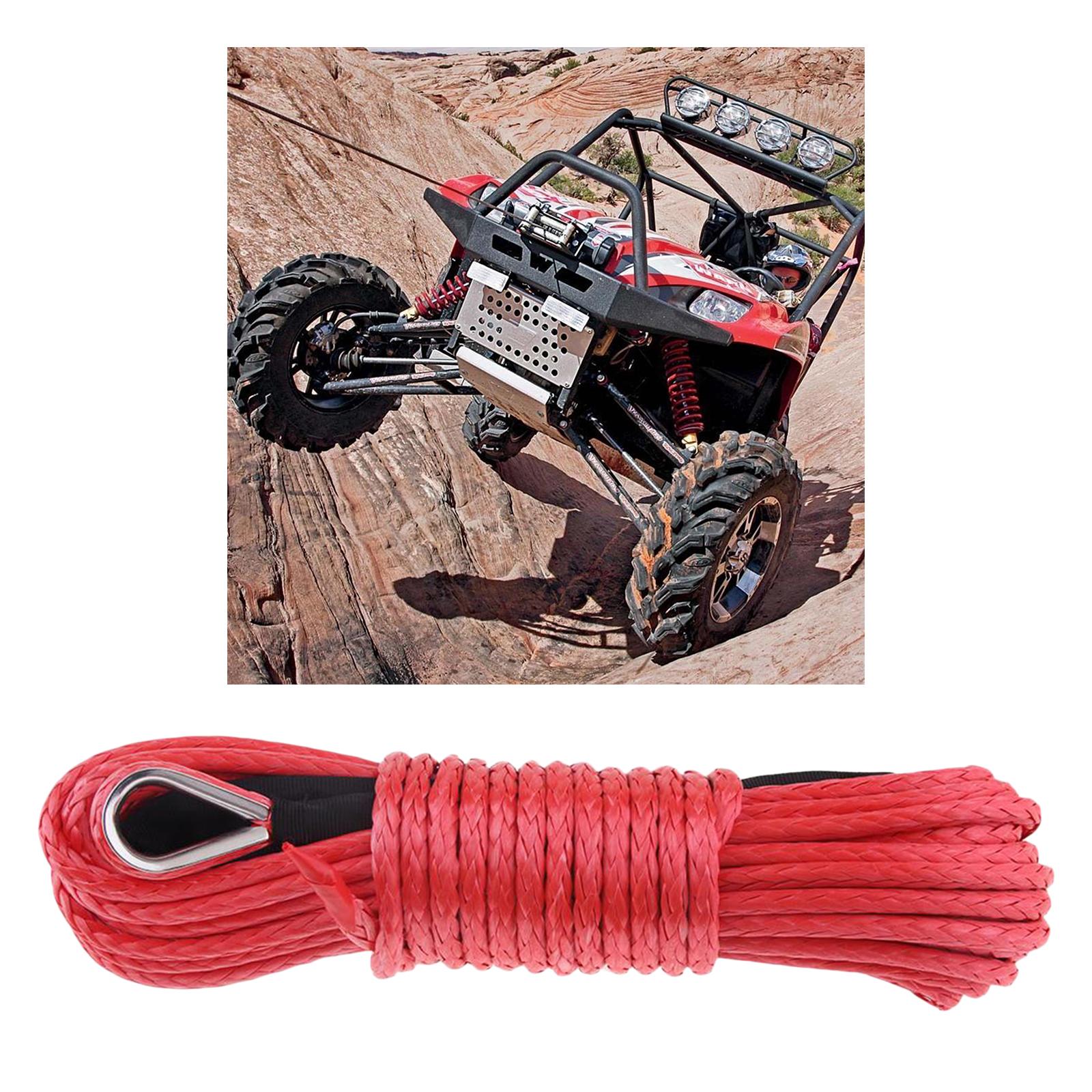 6mm x 15m Synthetic Fiber Winch Line Cable Rope for ATV UTV Boat Repairable Red