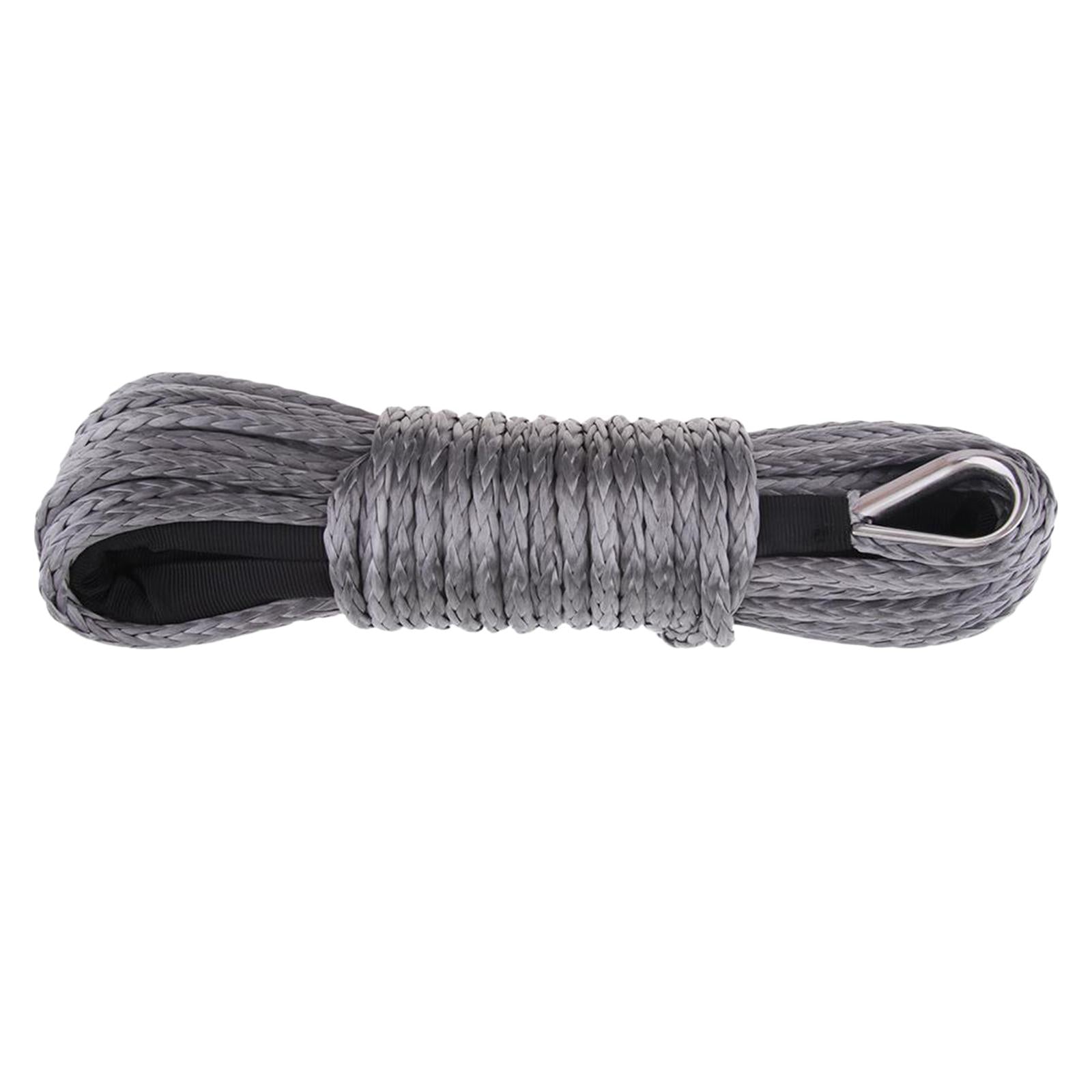 6mm x 15m Synthetic Fiber Winch Line Cable Rope for ATV UTV Boat Repairable Grey
