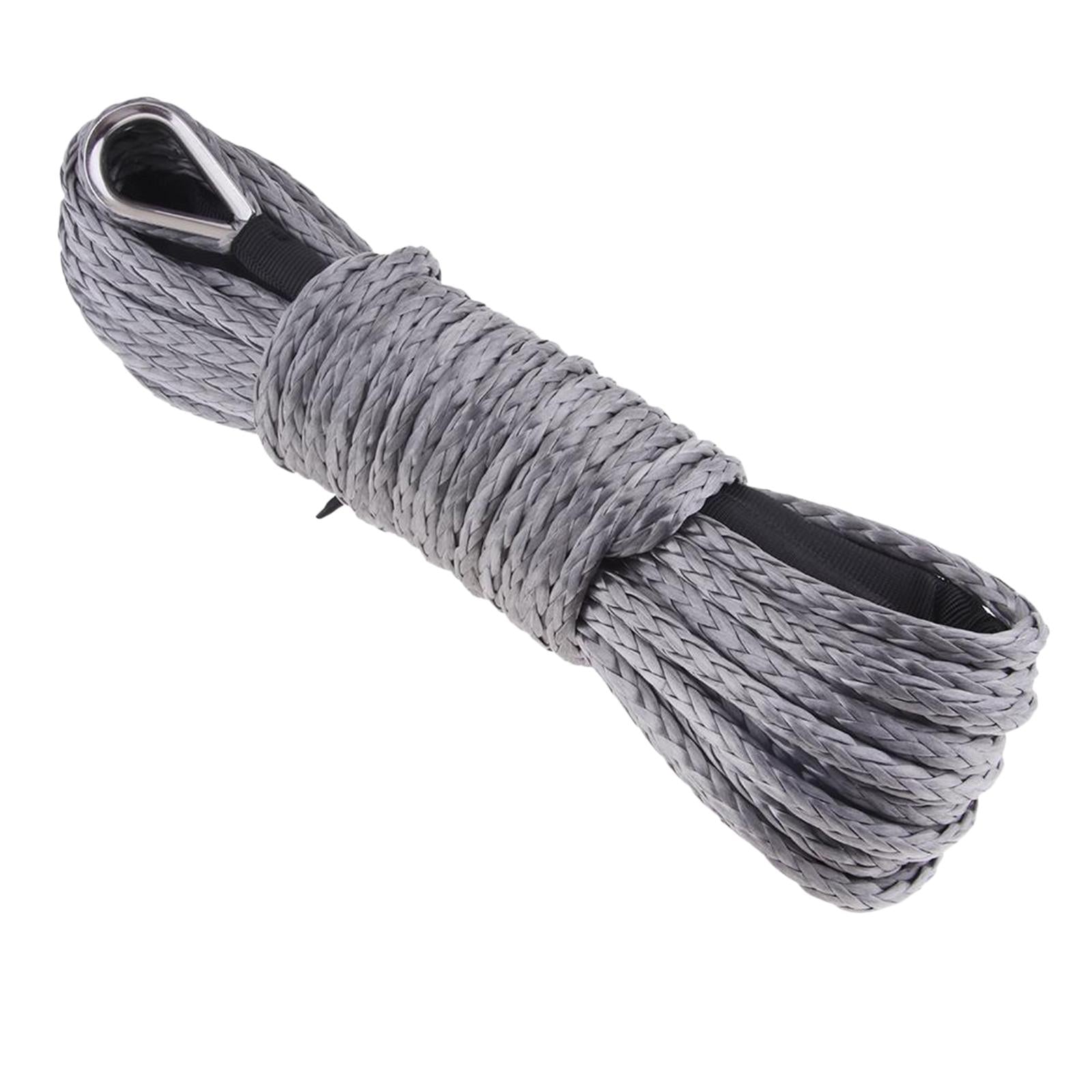 6mm x 15m Synthetic Fiber Winch Line Cable Rope for ATV UTV Boat Repairable Grey