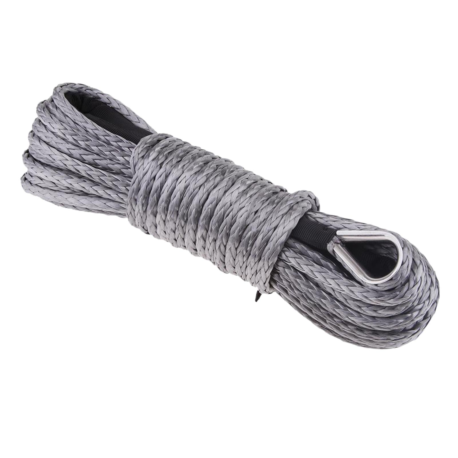 6mm x 15m Synthetic Fiber Winch Line Cable Rope for ATV UTV Boat Repairable Grey