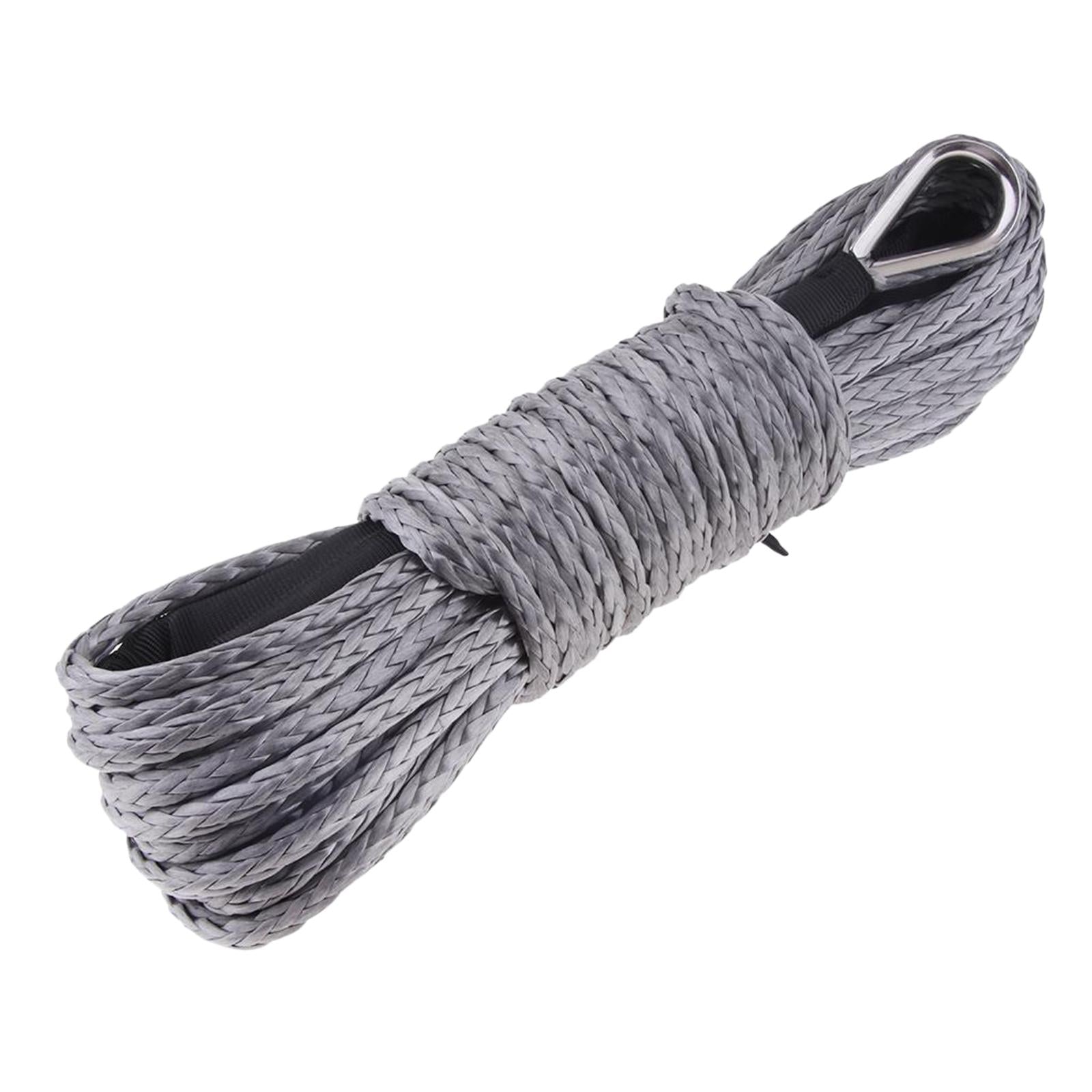 6mm x 15m Synthetic Fiber Winch Line Cable Rope for ATV UTV Boat Repairable Grey
