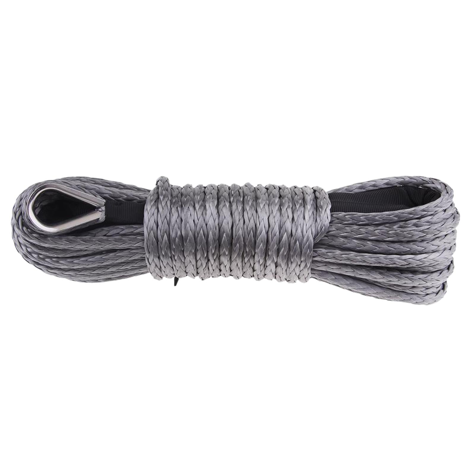 6mm x 15m Synthetic Fiber Winch Line Cable Rope for ATV UTV Boat Repairable Grey