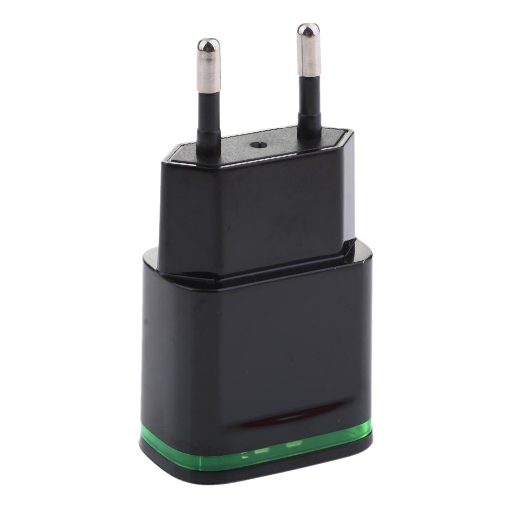 2.1A 2Port USB Travel Home Wall Power Adapter Charger LED Portable EU black