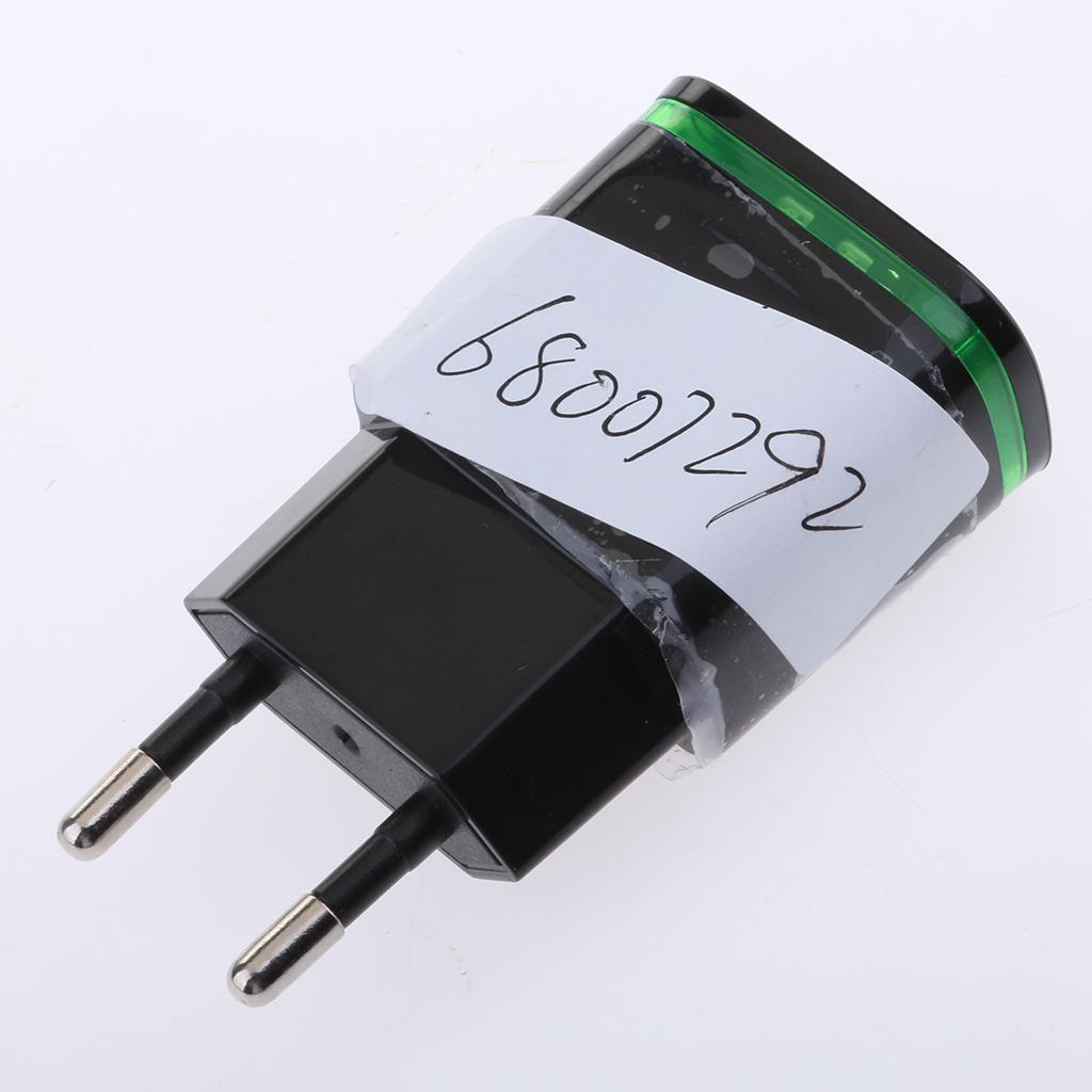 2.1A 2Port USB Travel Home Wall Power Adapter Charger LED Portable EU black