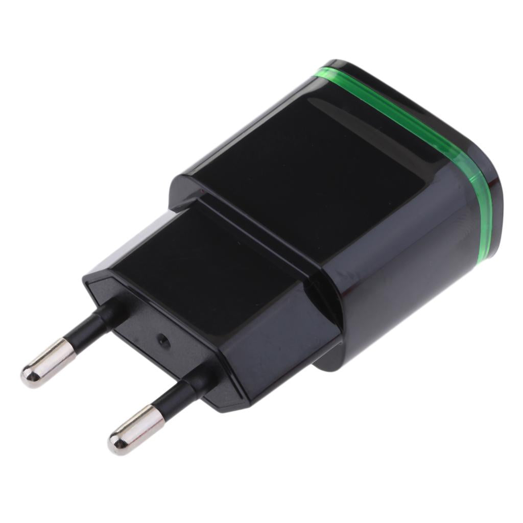 2.1A 2Port USB Travel Home Wall Power Adapter Charger LED Portable EU black