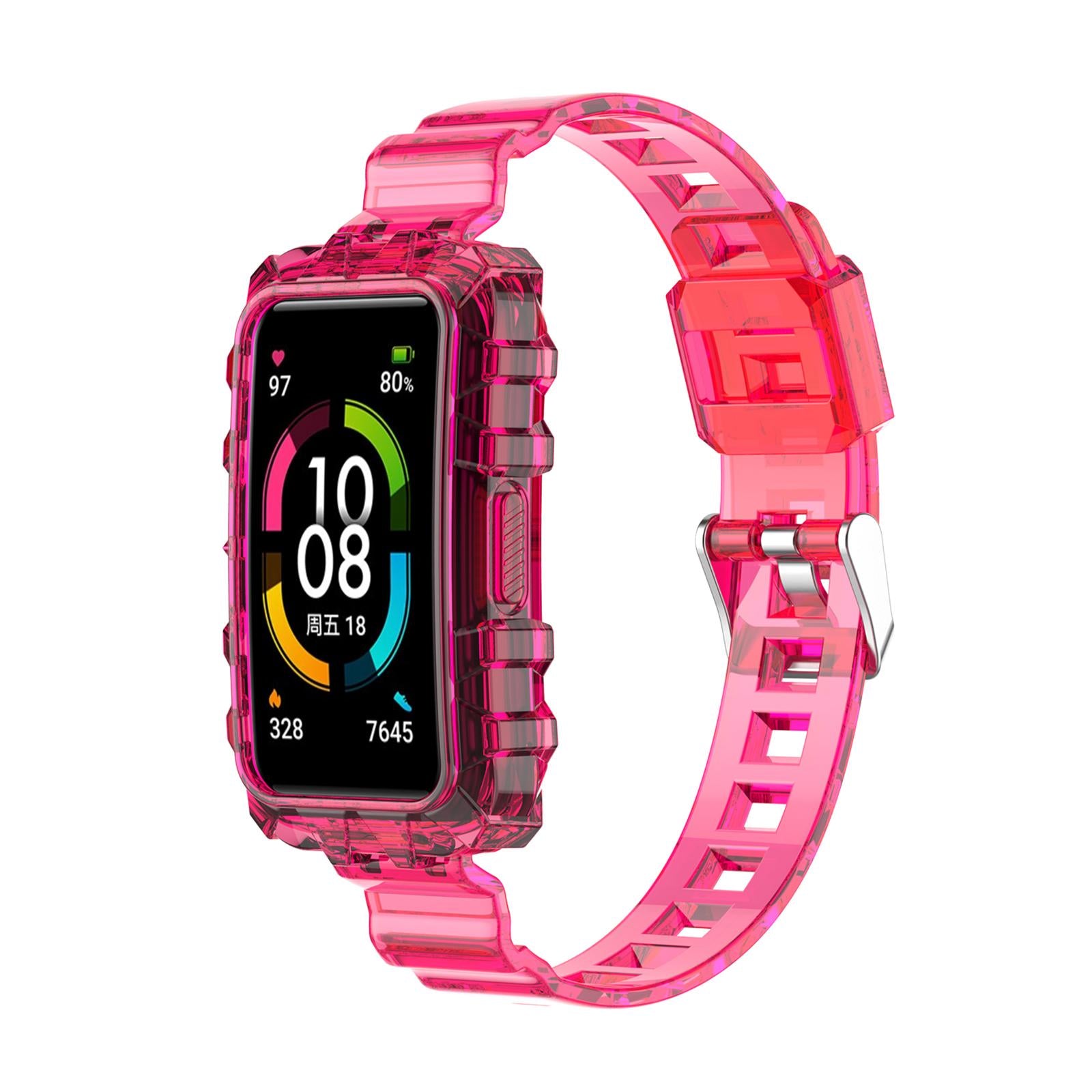 Silicone Strap Replacement Wristband Acdessories for Huawei Honor Band 6 Rose Red