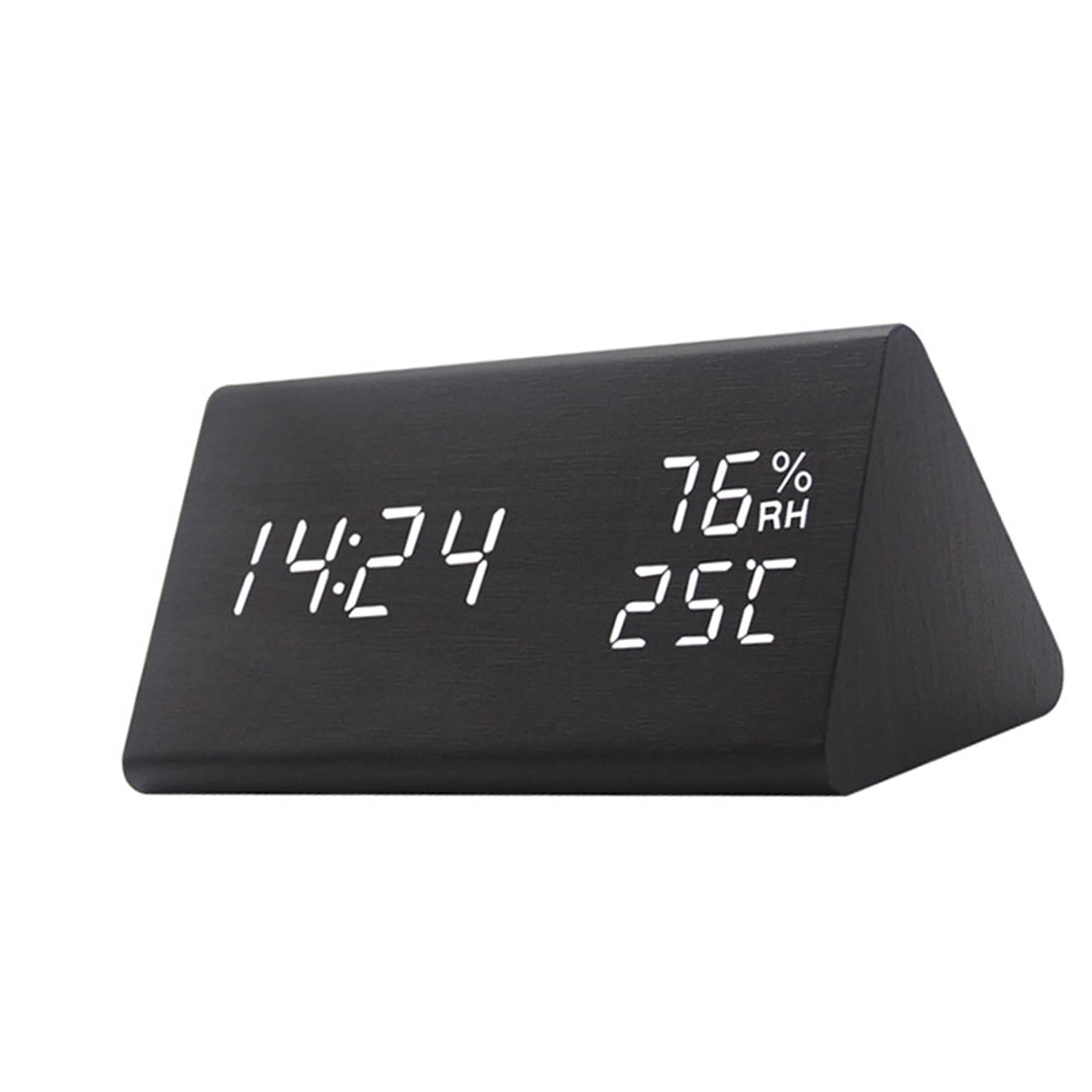 Wooden Time Display Digital Alarm Clock Dimmer Home Office Table Clocks