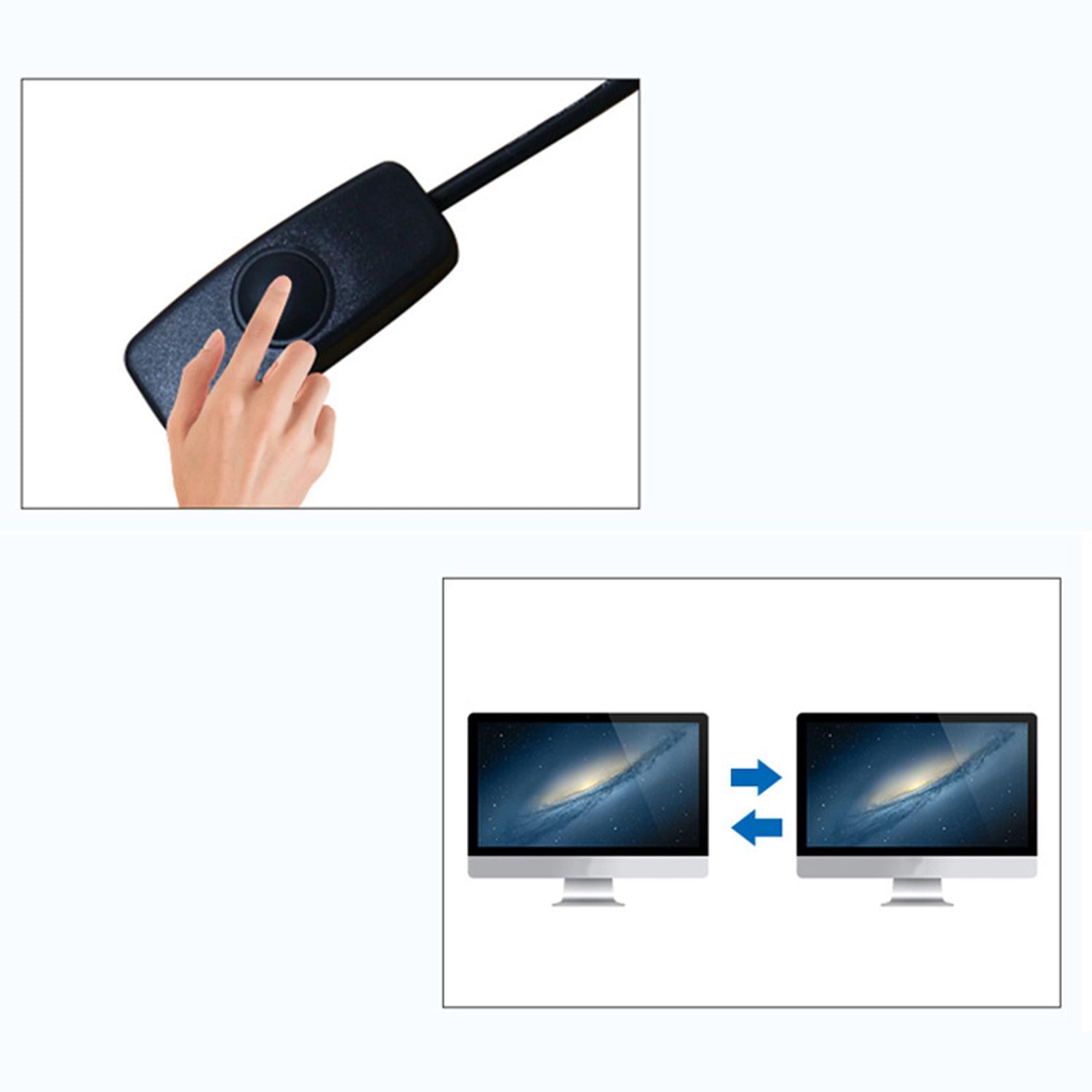 USB 2.0 KVM Switch 2 Port with USB Cable for Mouse Keyboard Monitor Sharing