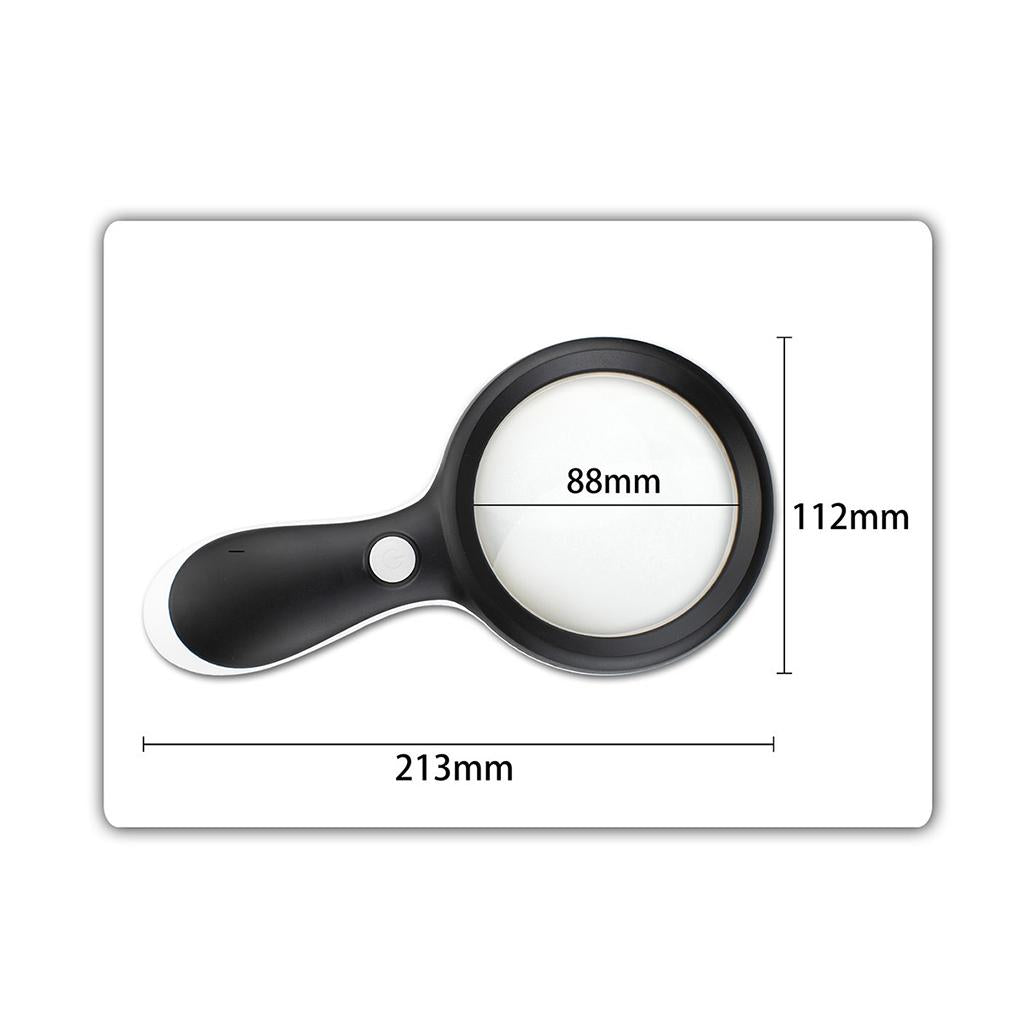 Small Handheld Magnifier with 18 LED Light for Seniors Children Books Black