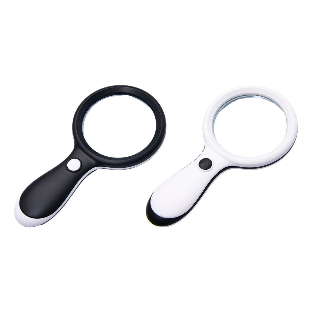 Small Handheld Magnifier with 18 LED Light for Seniors Children Books Black