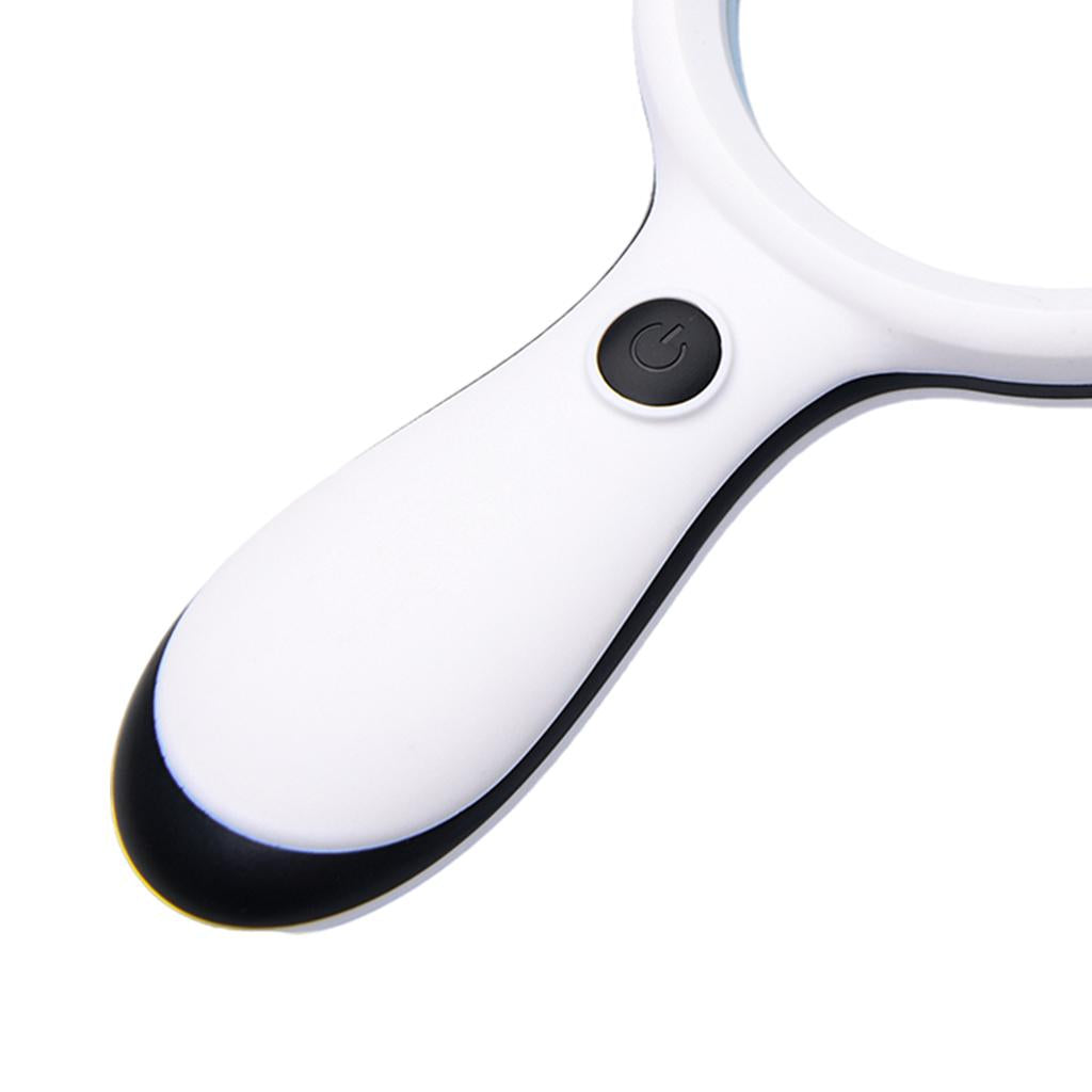Small Handheld Magnifier with 18 LED Light for Seniors Children Books White