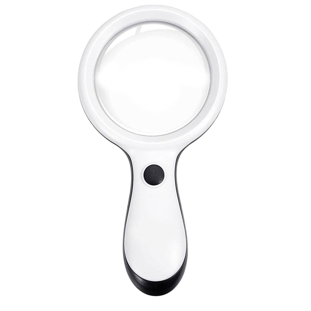 Small Handheld Magnifier with 18 LED Light for Seniors Children Books White