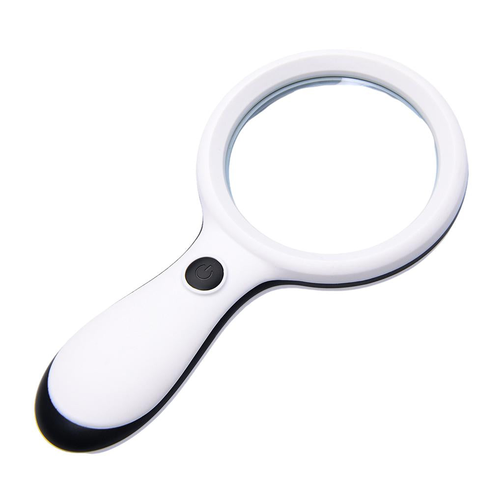 Small Handheld Magnifier with 18 LED Light for Seniors Children Books White