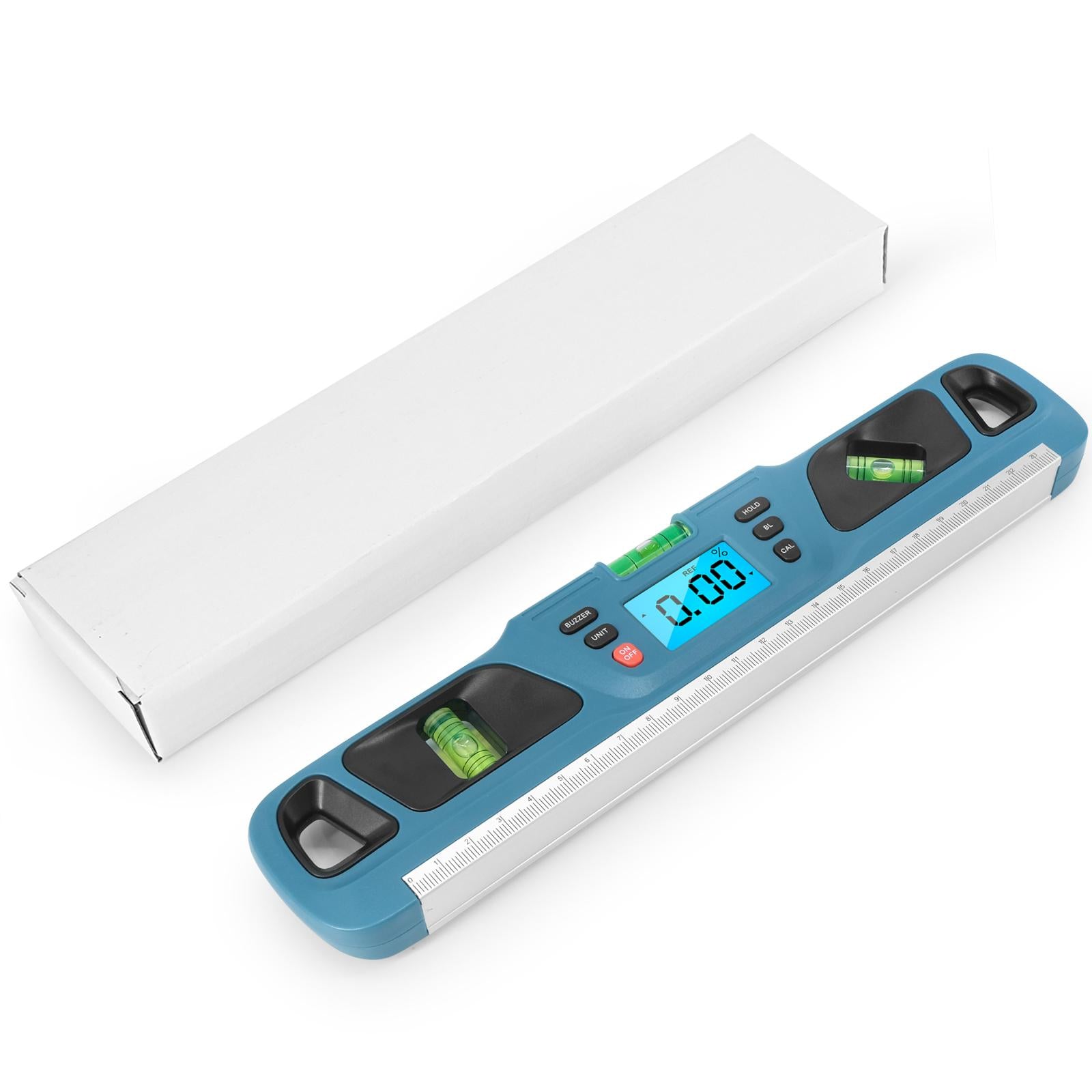 360 Degree Digital Level Inclinometer Ruler with Magnets LED Display Blue