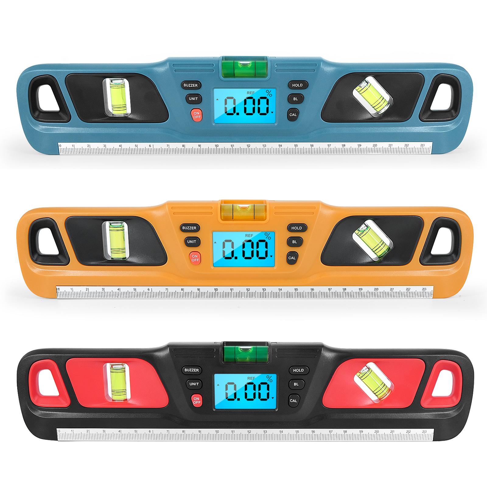 360 Degree Digital Level Inclinometer Ruler with Magnets LED Display Yellow