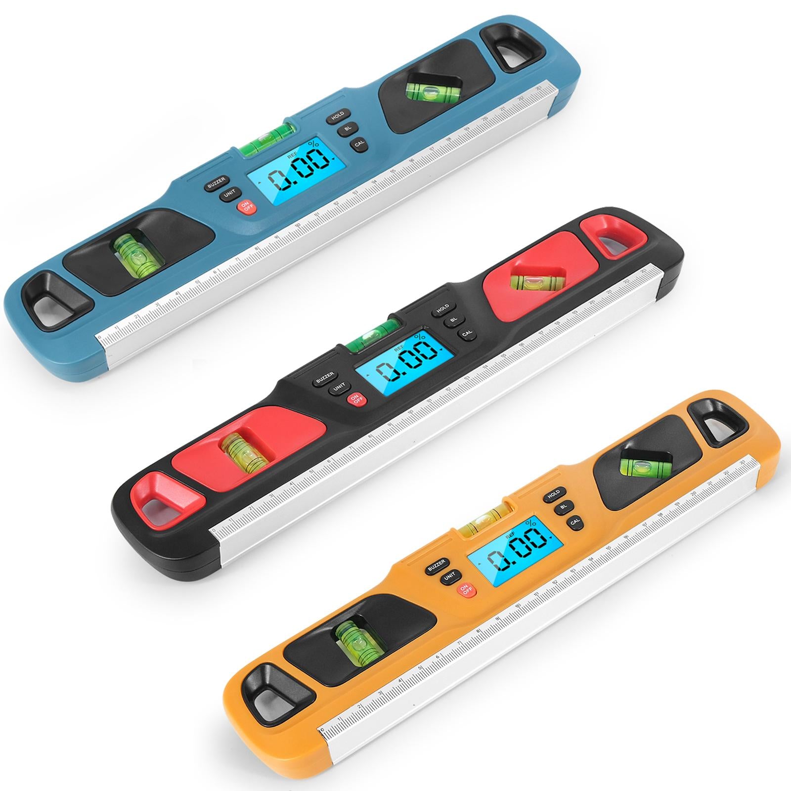 360 Degree Digital Level Inclinometer Ruler with Magnets LED Display Yellow