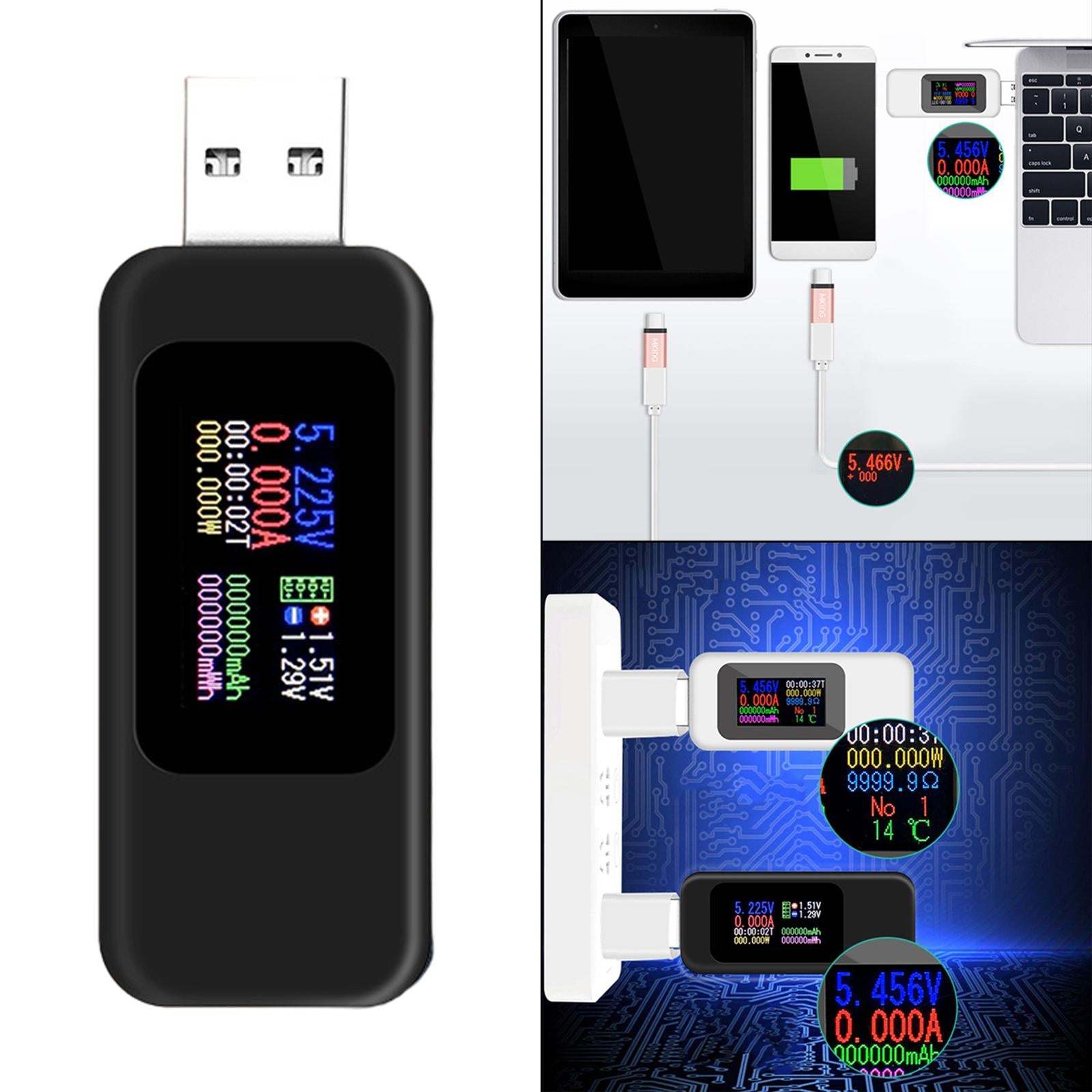 Power Meter USB Tester USB Current Meter Cut-off Power Indicator Black