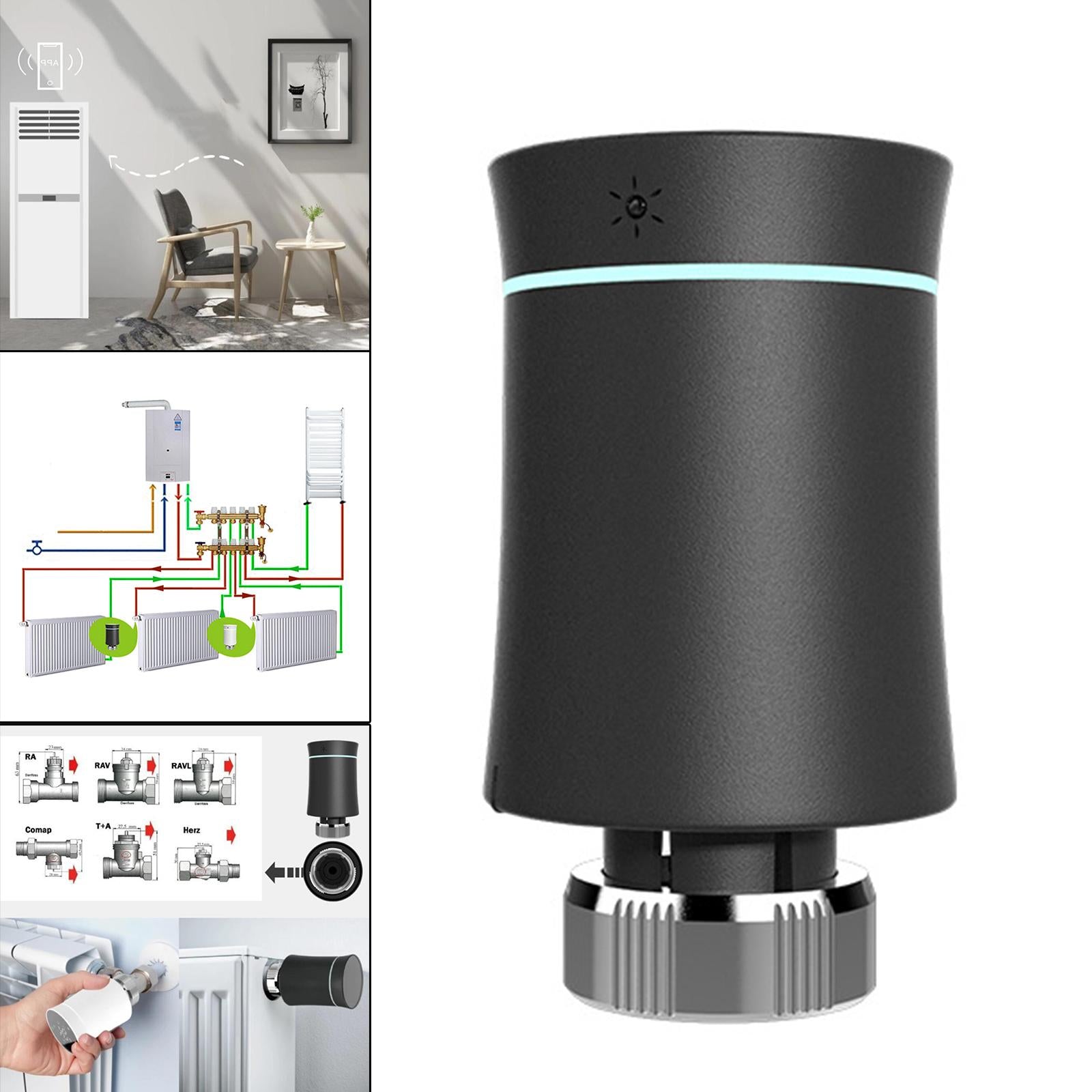 Smart Radiator Actuator for Tuya Zigbee APP Control Heat Dissipation Black