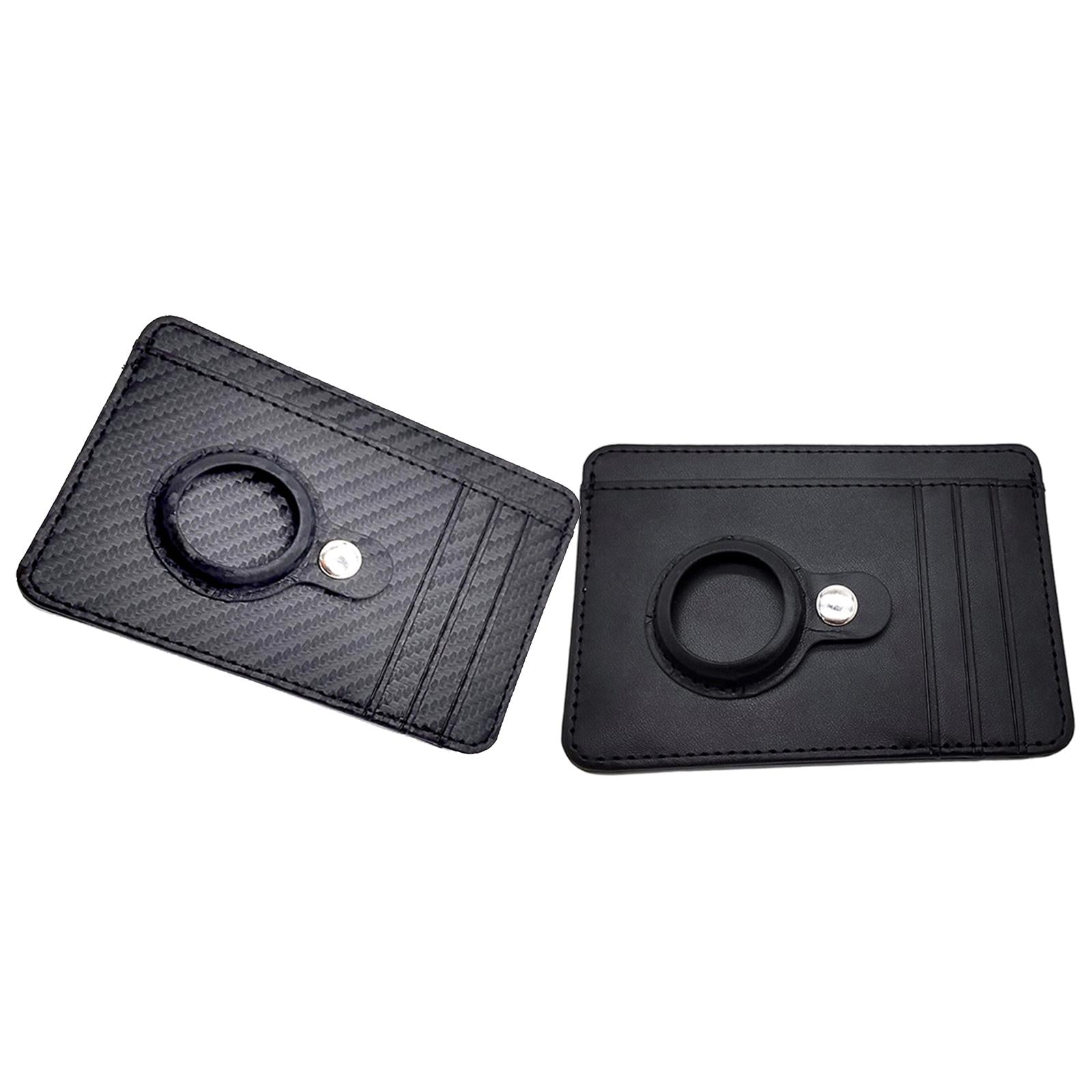 Leather Multifunctional Wallet Anti-Lost Cash Card Pocket Black Plain
