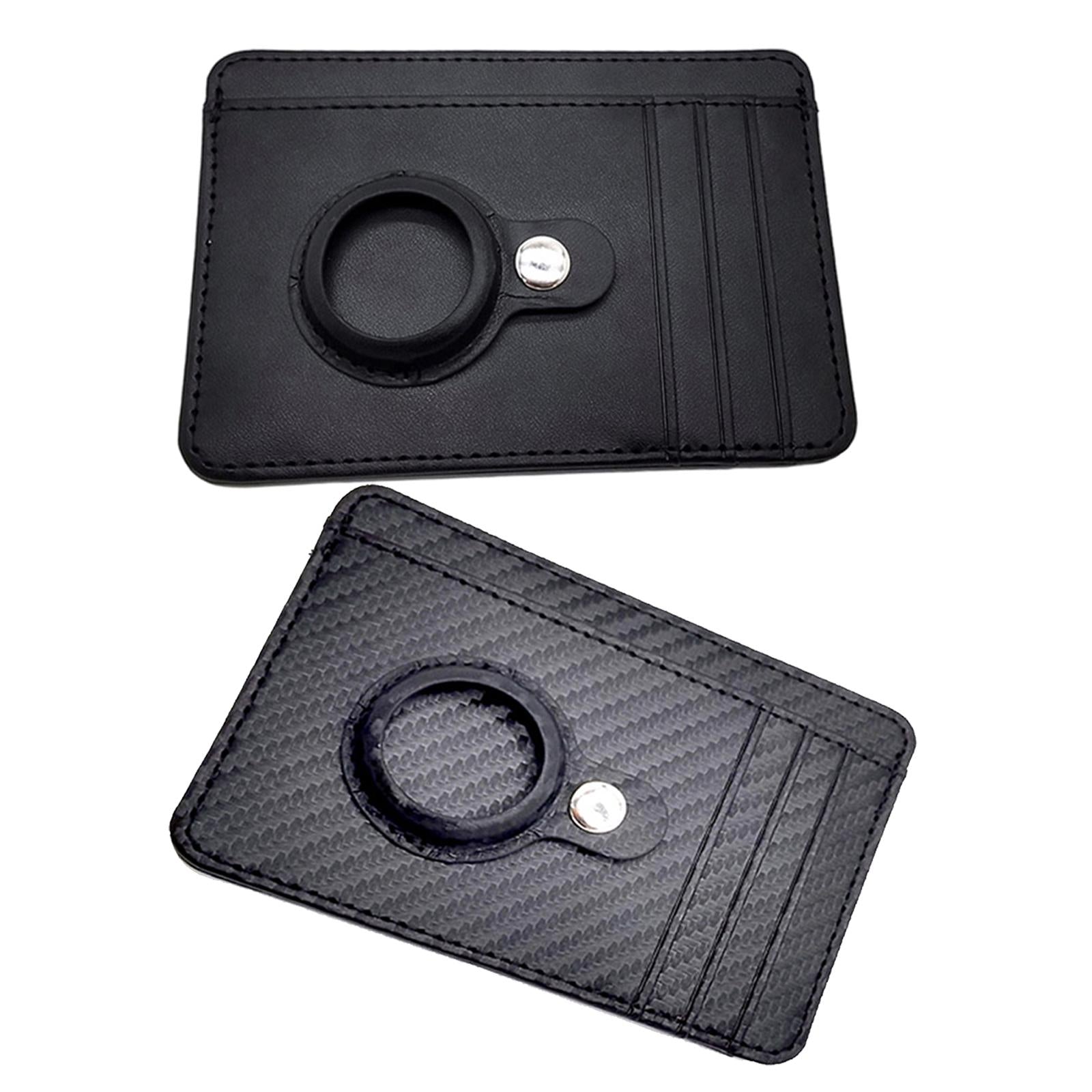 Leather Multifunctional Wallet Anti-Lost Cash Card Pocket Black Plain