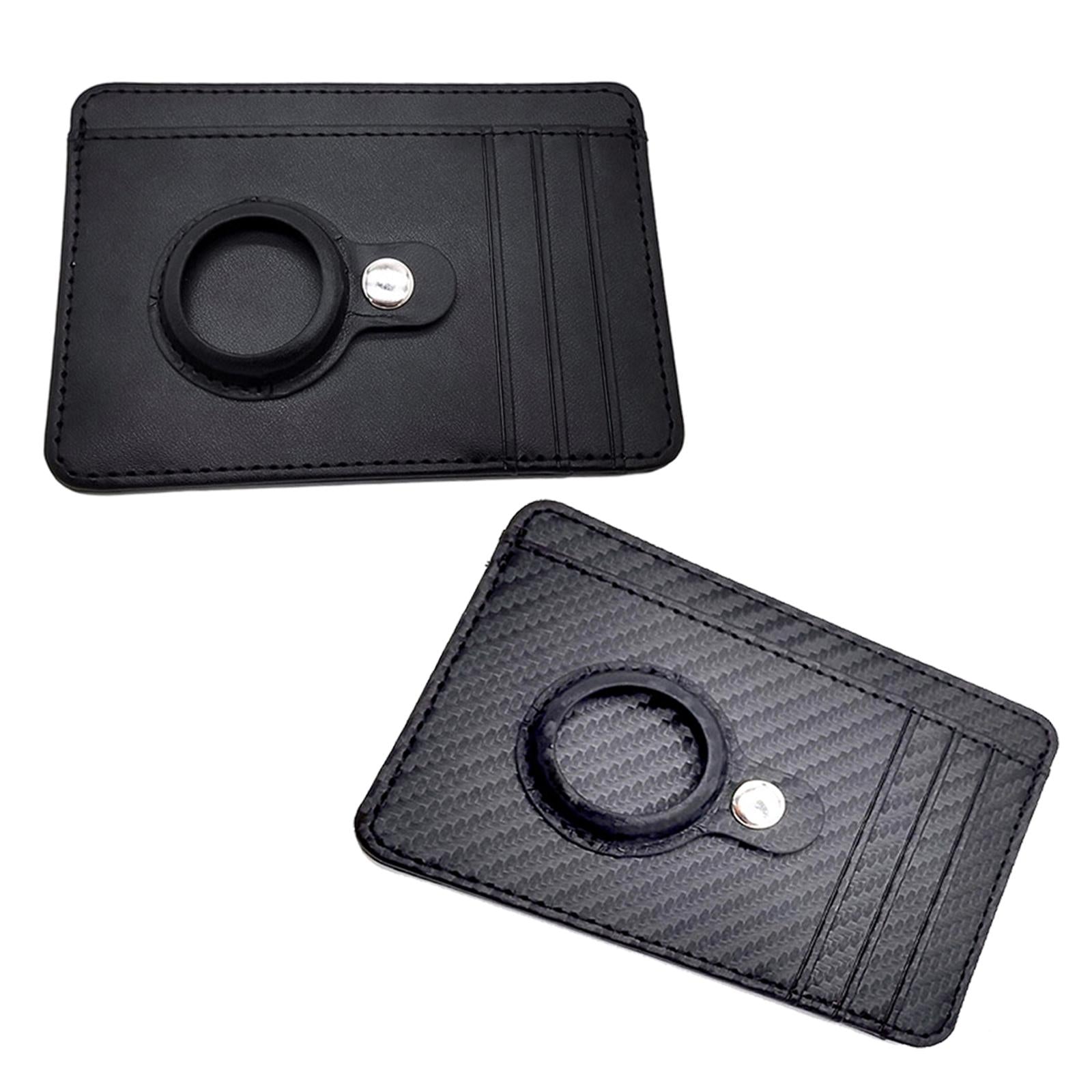 Leather Multifunctional Wallet Anti-Lost Cash Card Pocket Black Plain