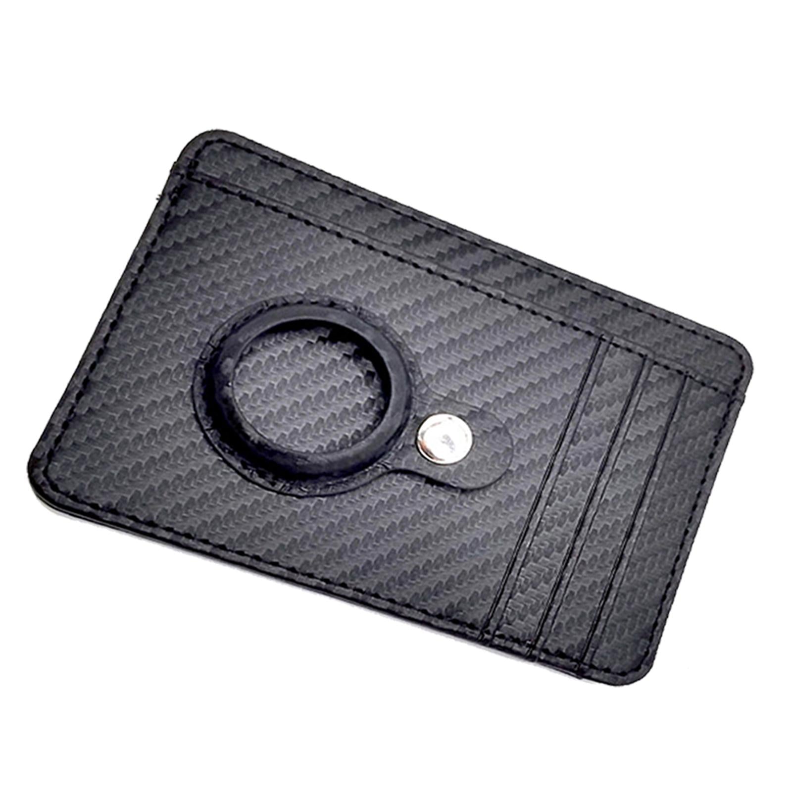 Leather Multifunctional Wallet Anti-Lost Cash Card Pocket Black Carbon Fiber