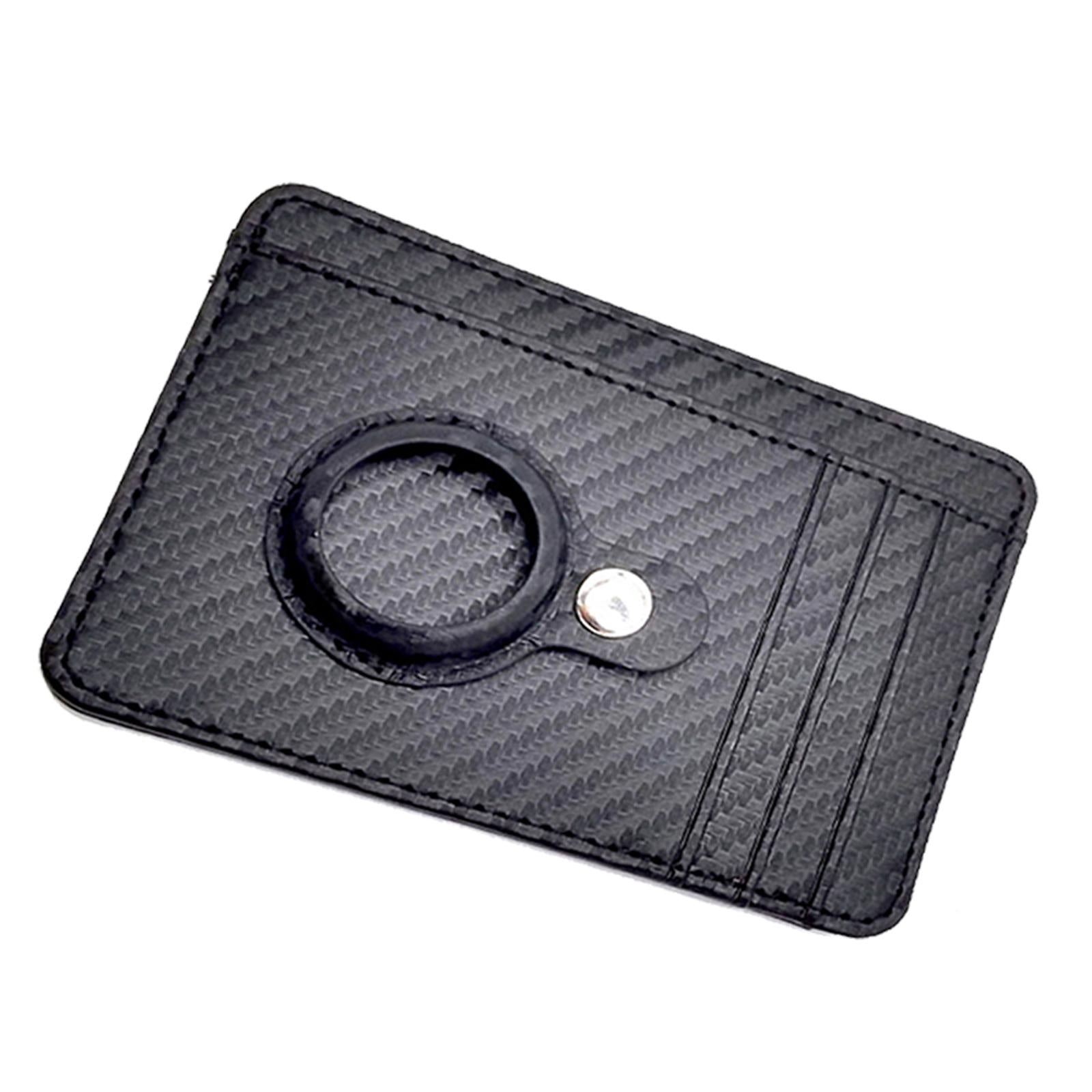 Leather Multifunctional Wallet Anti-Lost Cash Card Pocket Black Carbon Fiber