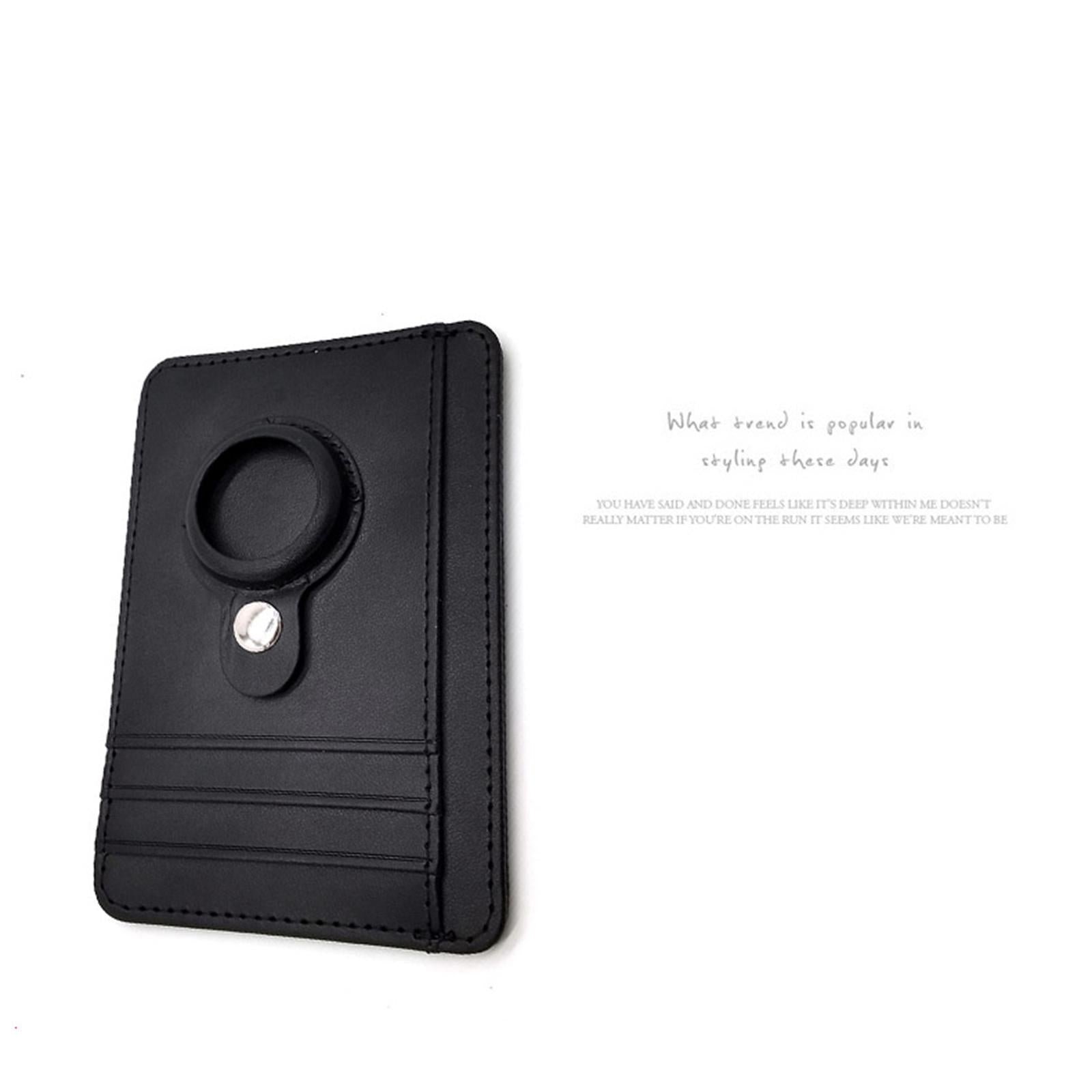 Leather Multifunctional Wallet Anti-Lost Cash Card Pocket Black Carbon Fiber