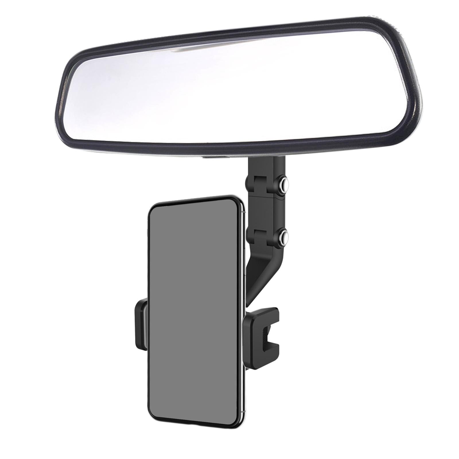 Rearview Mirror Phone Holder Clip Mount GPS Holder Universal Grey