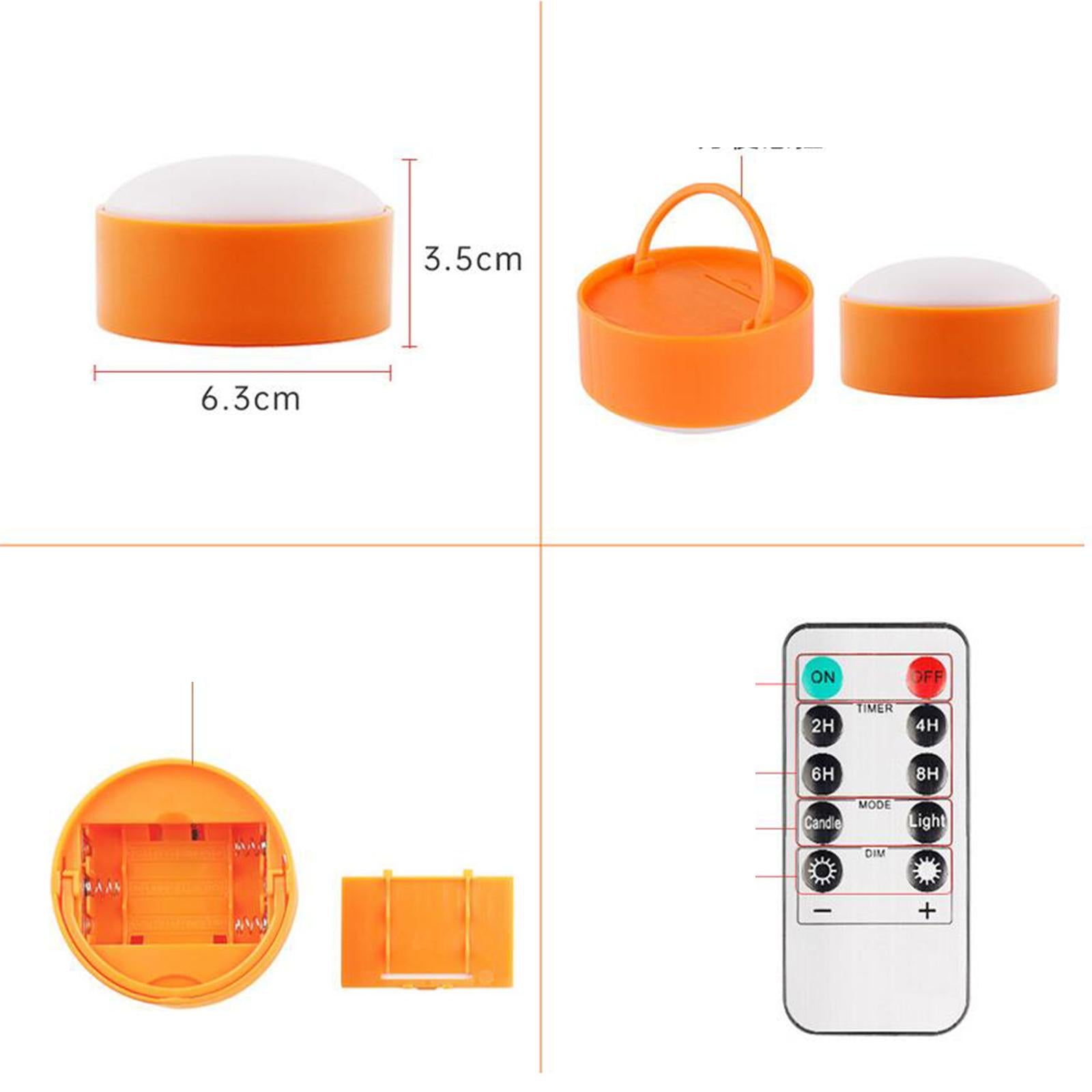 Remote Control LED Light Pumpkin Lamp Battery Tap Mode Decorative Portable 6 Pcs