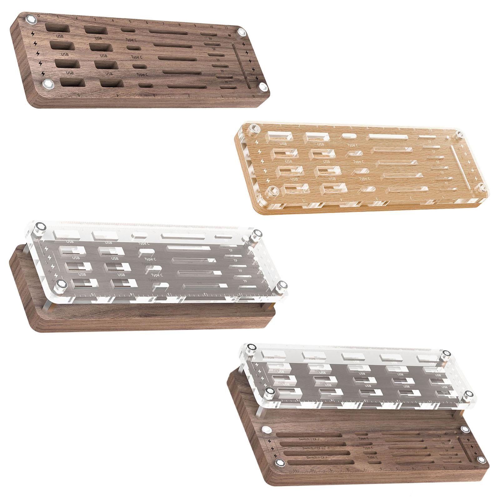 Storage Box Transparent Management Compact for Memory Card Home use Office 26 Slot Walnut