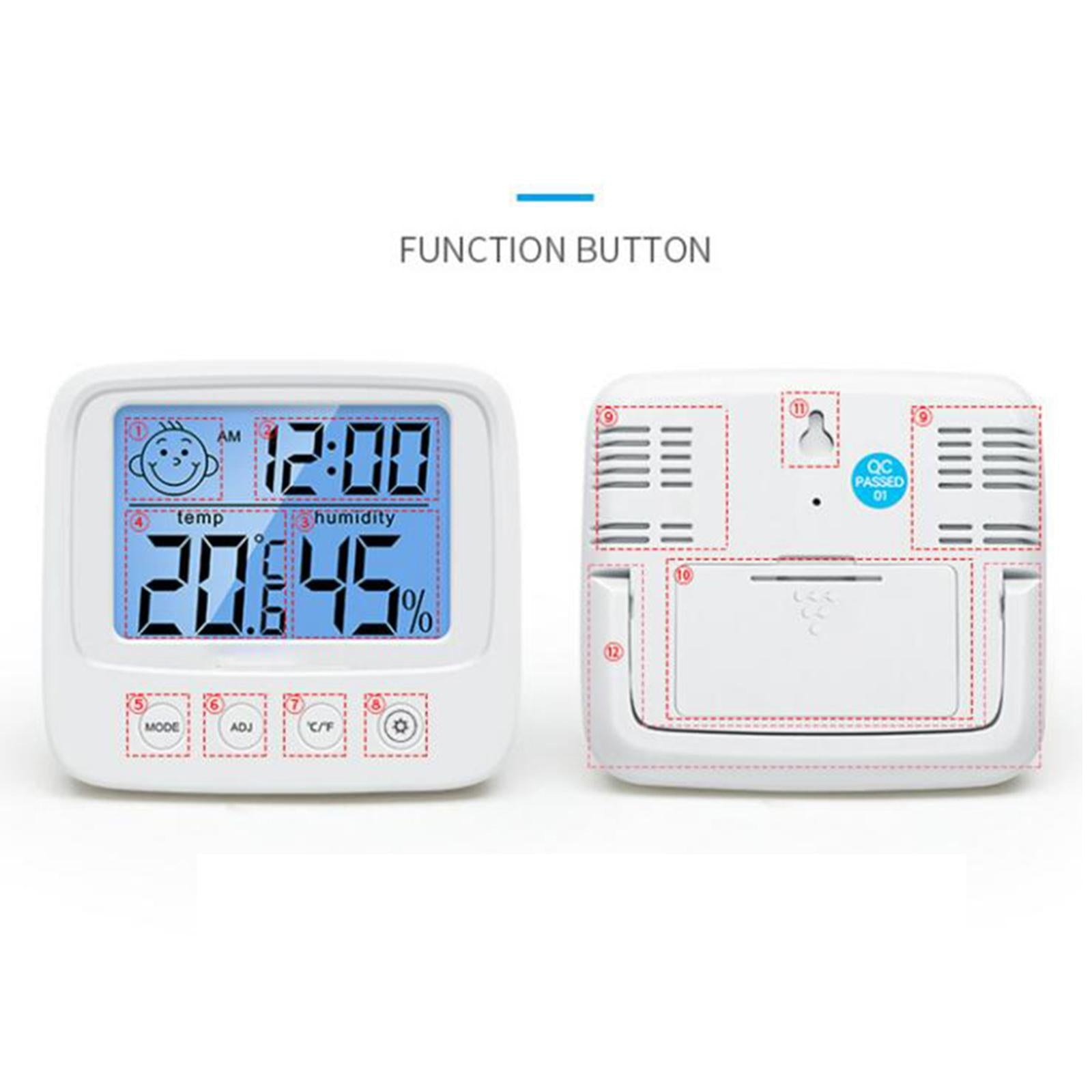 Digital Thermometer Gauge Indicator for Office Study White with backlight