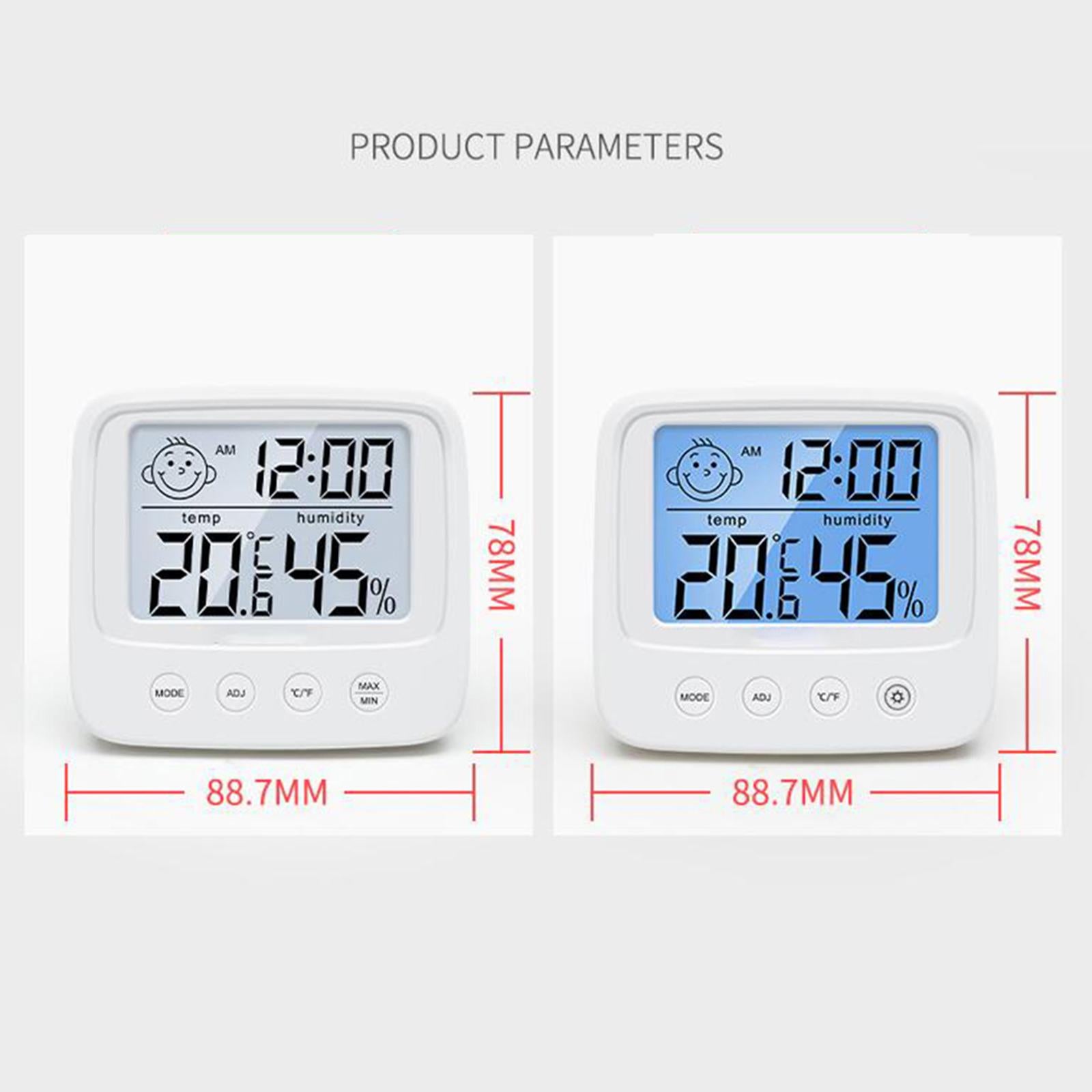 Digital Thermometer Gauge Indicator for Office Study White with backlight