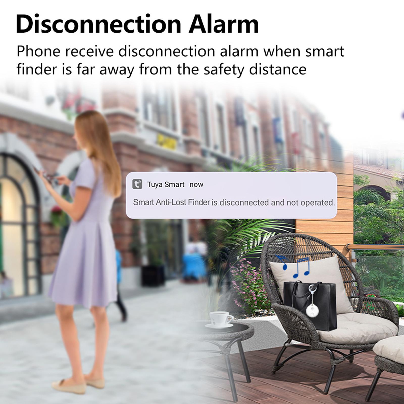 Bluetooth Tracker Anti-Lost Alarm Round Mini for Keys Wallets Luggages Kid Black