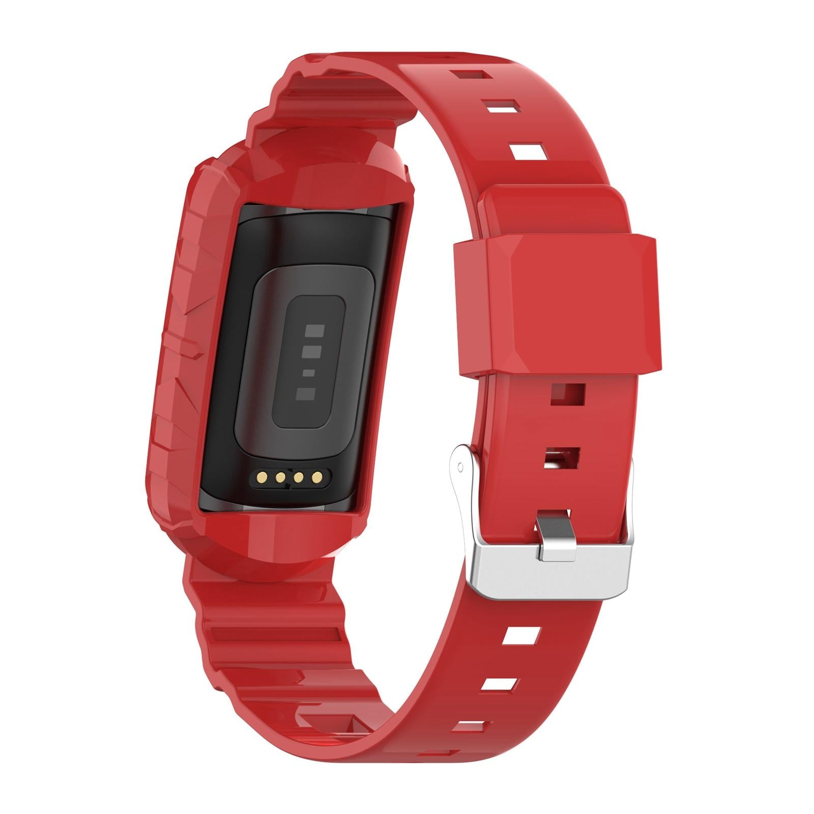 Silicone Wristband Comfortable for Charge5/4/4SE/3/3SE Smartwatches Red