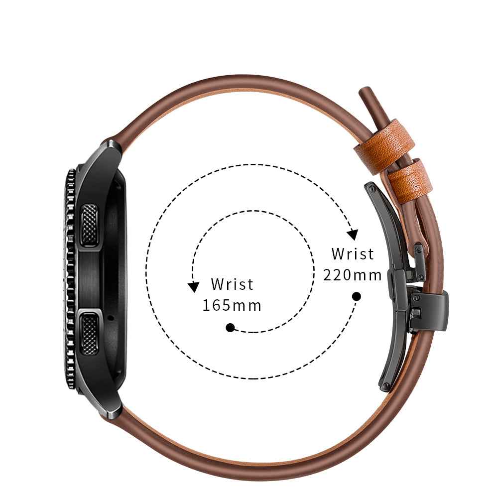 22mm Genuine Leather Watch Strap Replacement for Samsung Gear S3 Classic / Gear S3 Frontier - Black/Brown