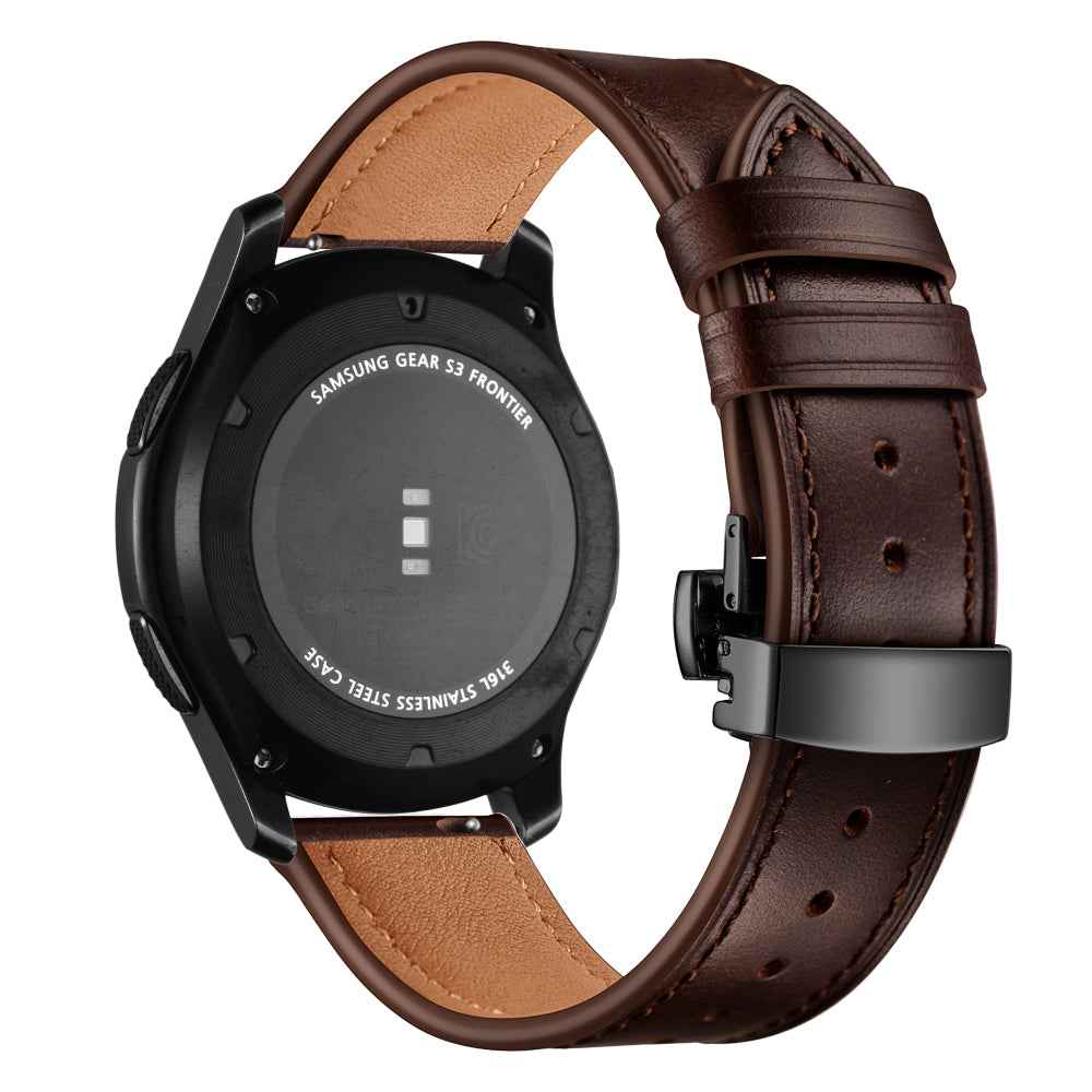 22mm Genuine Leather Watch Strap Replacement for Samsung Gear S3 Classic / Gear S3 Frontier - Black/Coffee