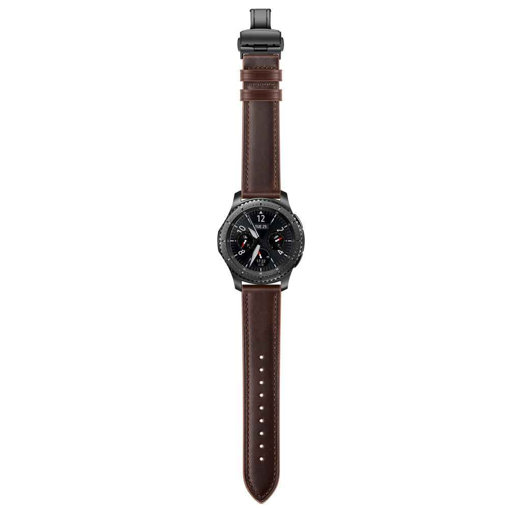 22mm Genuine Leather Watch Strap Replacement for Samsung Gear S3 Classic / Gear S3 Frontier - Black/Coffee