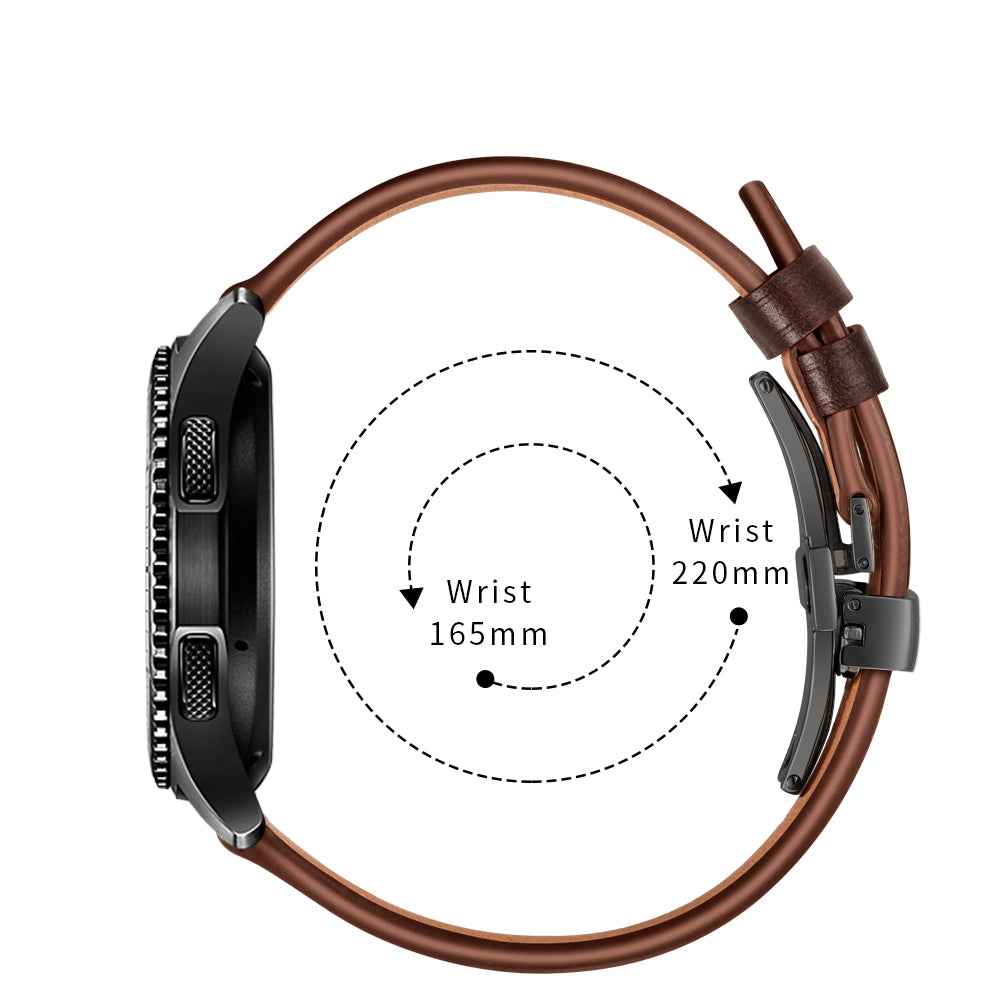 22mm Genuine Leather Watch Strap Replacement for Samsung Gear S3 Classic / Gear S3 Frontier - Black/Coffee