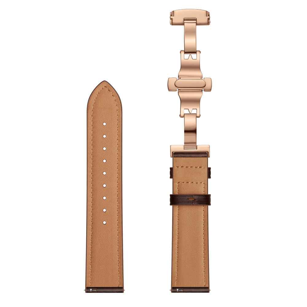 22mm Genuine Leather Watch Strap Replacement for Samsung Gear S3 Classic / Gear S3 Frontier - Rose Gold/Coffee