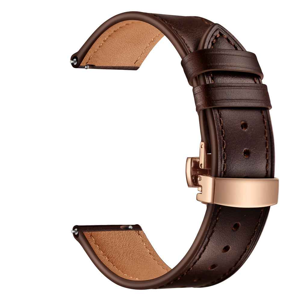 22mm Genuine Leather Watch Strap Replacement for Samsung Gear S3 Classic / Gear S3 Frontier - Rose Gold/Coffee