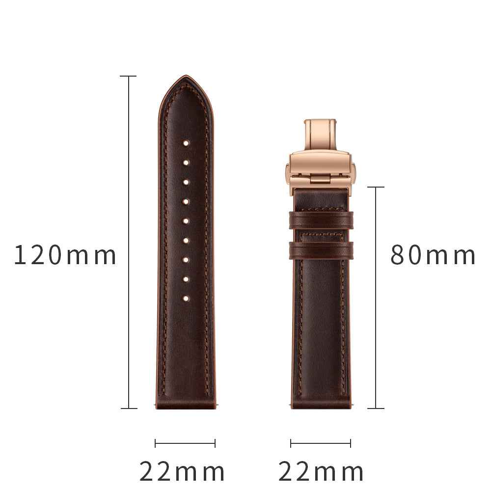 22mm Genuine Leather Watch Strap Replacement for Samsung Gear S3 Classic / Gear S3 Frontier - Rose Gold/Coffee