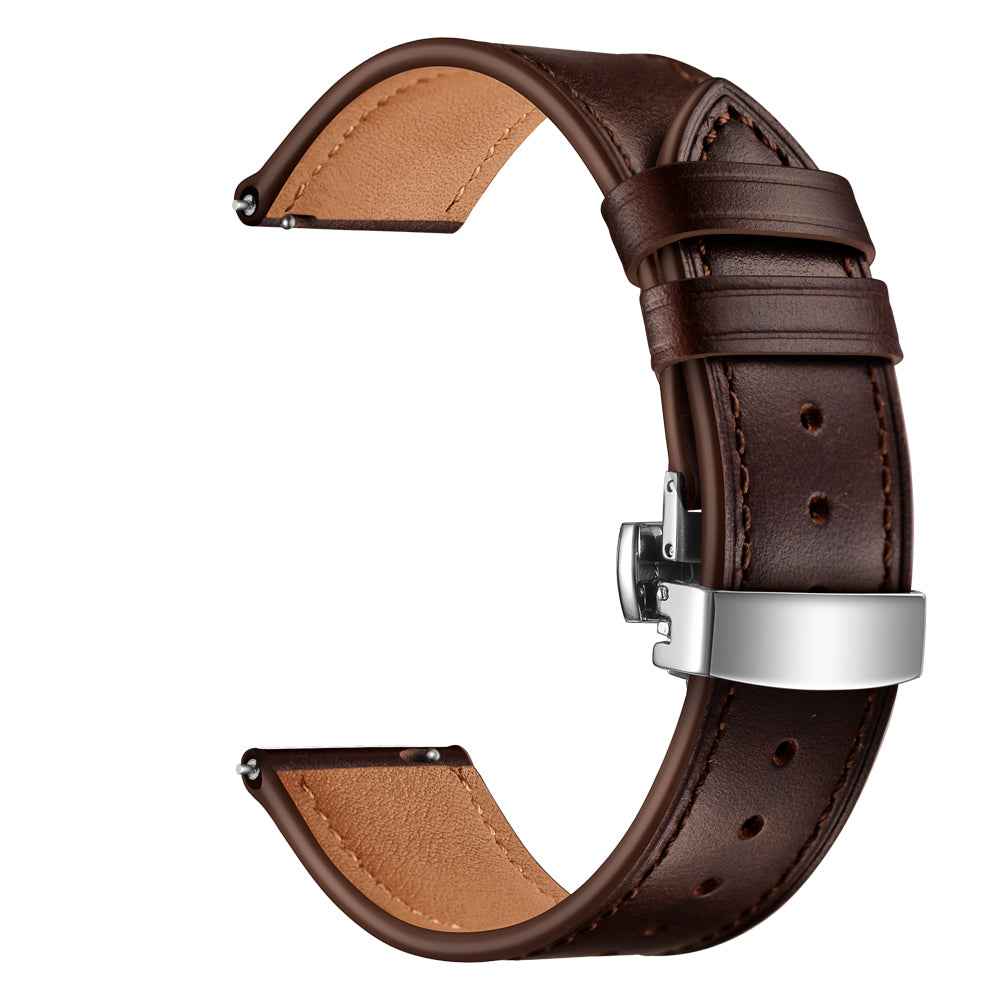 22mm Genuine Leather Watch Strap Replacement for Samsung Gear S3 Classic / Gear S3 Frontier - Silver/Coffee