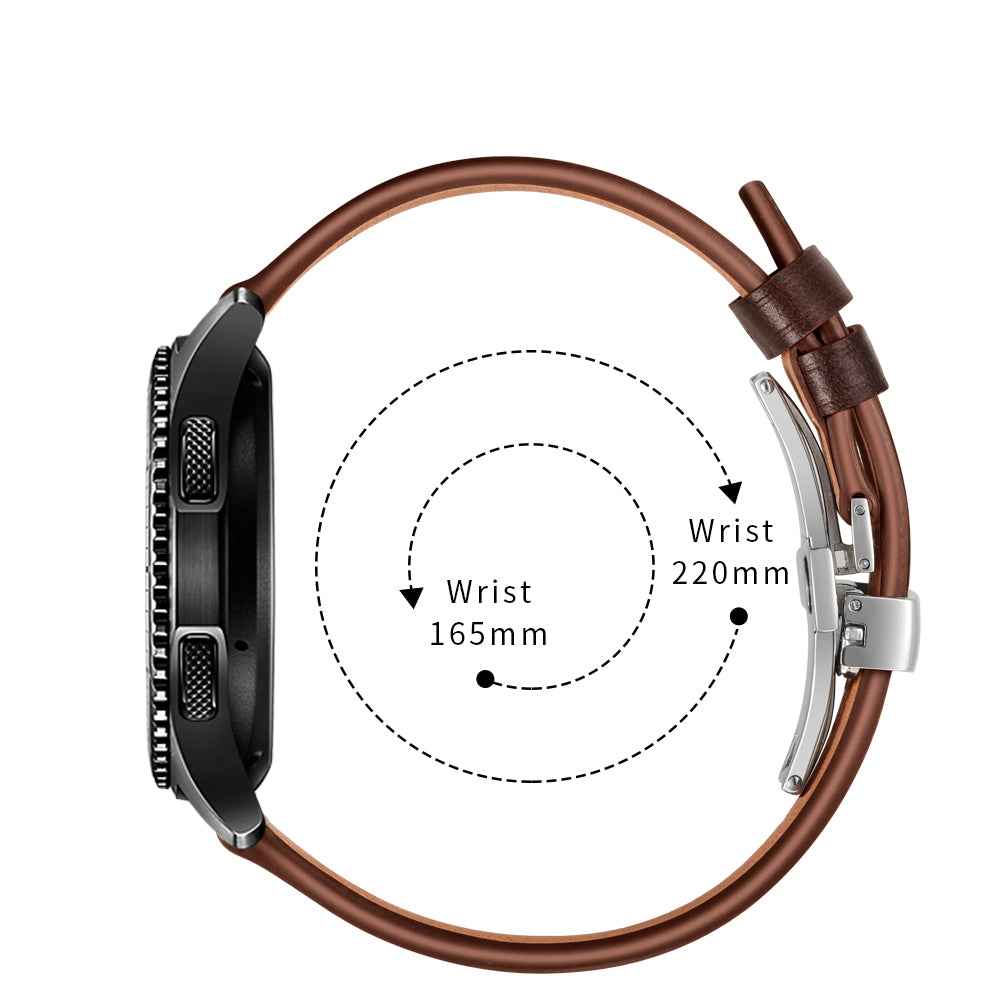 22mm Genuine Leather Watch Strap Replacement for Samsung Gear S3 Classic / Gear S3 Frontier - Silver/Coffee