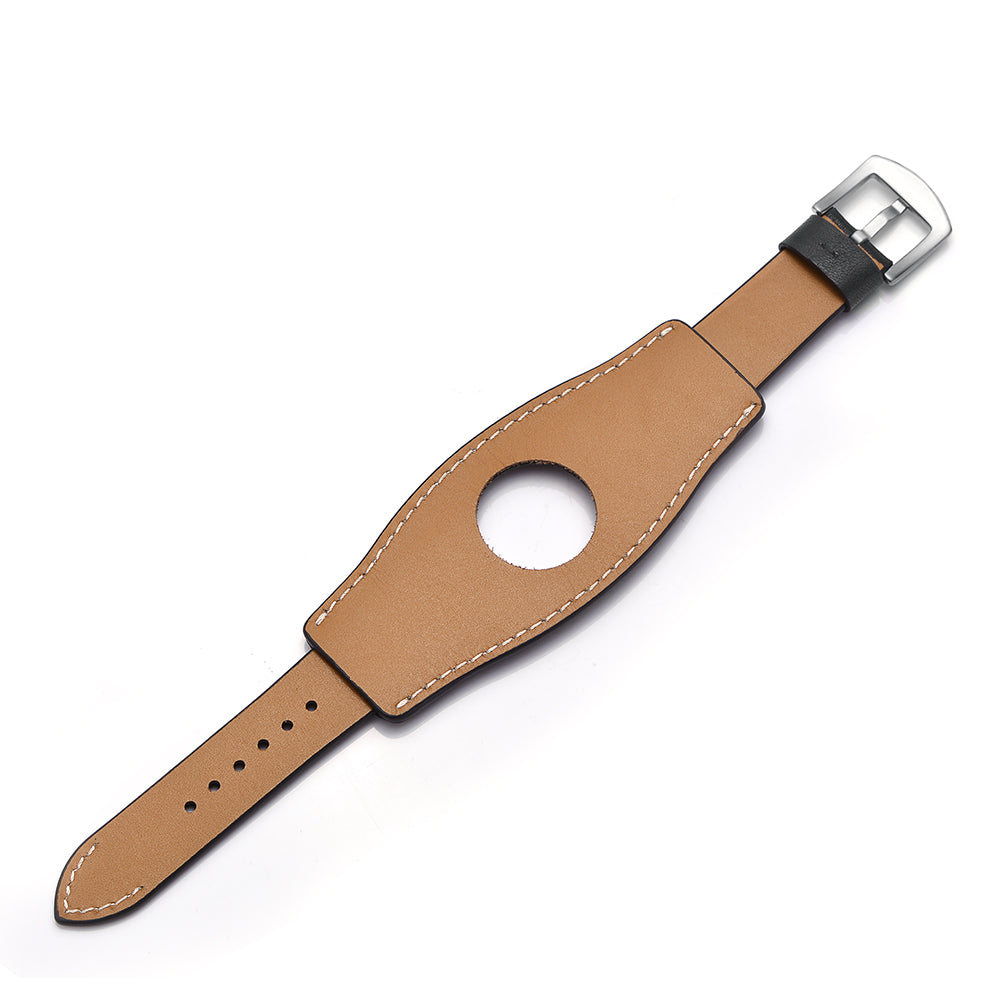 Genuine Leather Smart Watch Band Replacement Strap for Apple Watch Series 8 45mm / Ultra 49mm / 7 45mm / SE / SE (2022) / Series 6 / 5 / 4 44mm / Series 3 / 2 / 1 42mm - Black - UNIQBUY