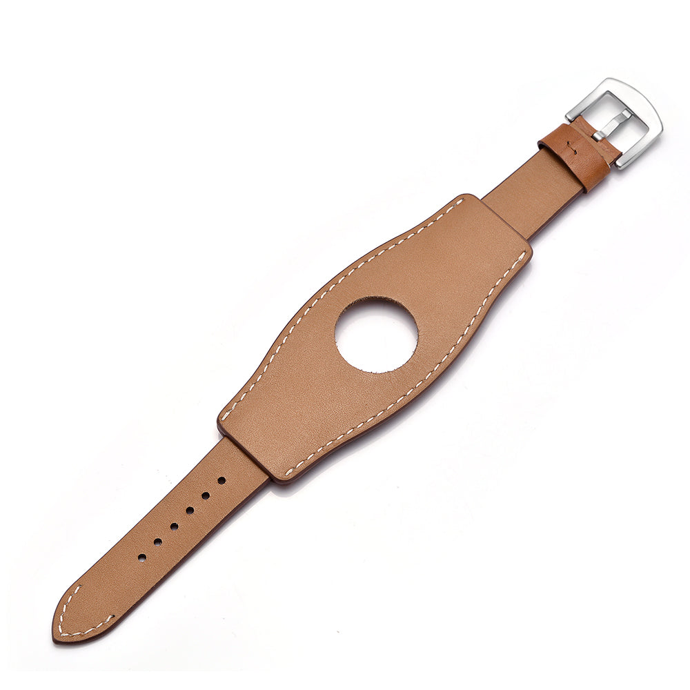 Genuine Leather Smart Watch Band Replacement Strap for Apple Watch Series 8 45mm / Ultra 49mm / 7 45mm / SE / SE (2022) / Series 6 / 5 / 4 44mm / Series 3 / 2 / 1 42mm - Light Brown - UNIQBUY
