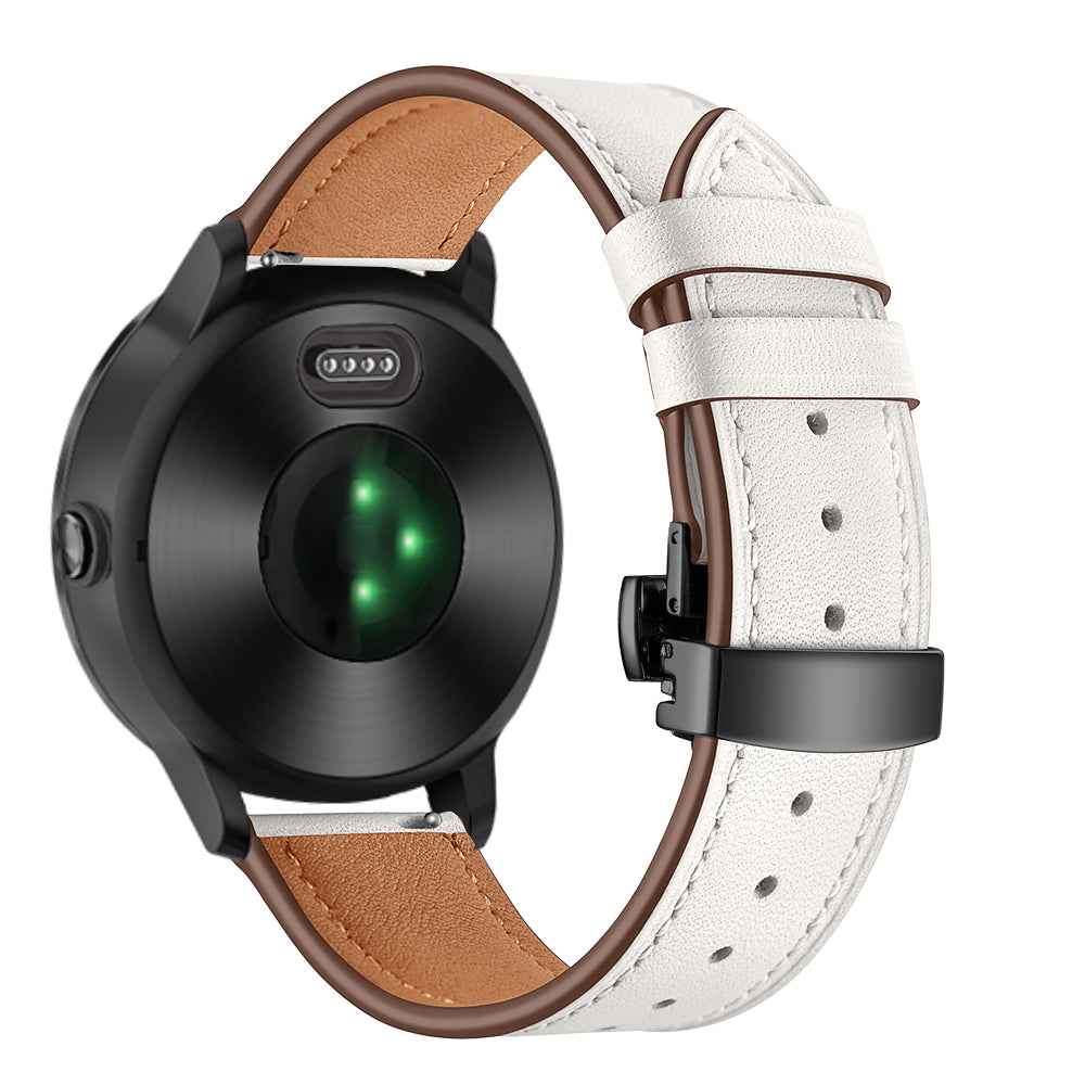 20mm Top-layer Cowhide Leather Genuine Leather Watch Strap Replacement for Garmin Vivoactive 3 / Vivomove HR - Black+White