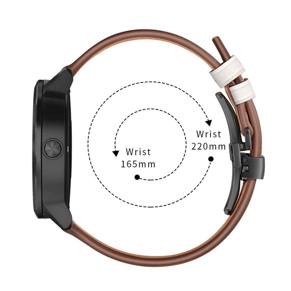 20mm Top-layer Cowhide Leather Genuine Leather Watch Strap Replacement for Garmin Vivoactive 3 / Vivomove HR - Black+White